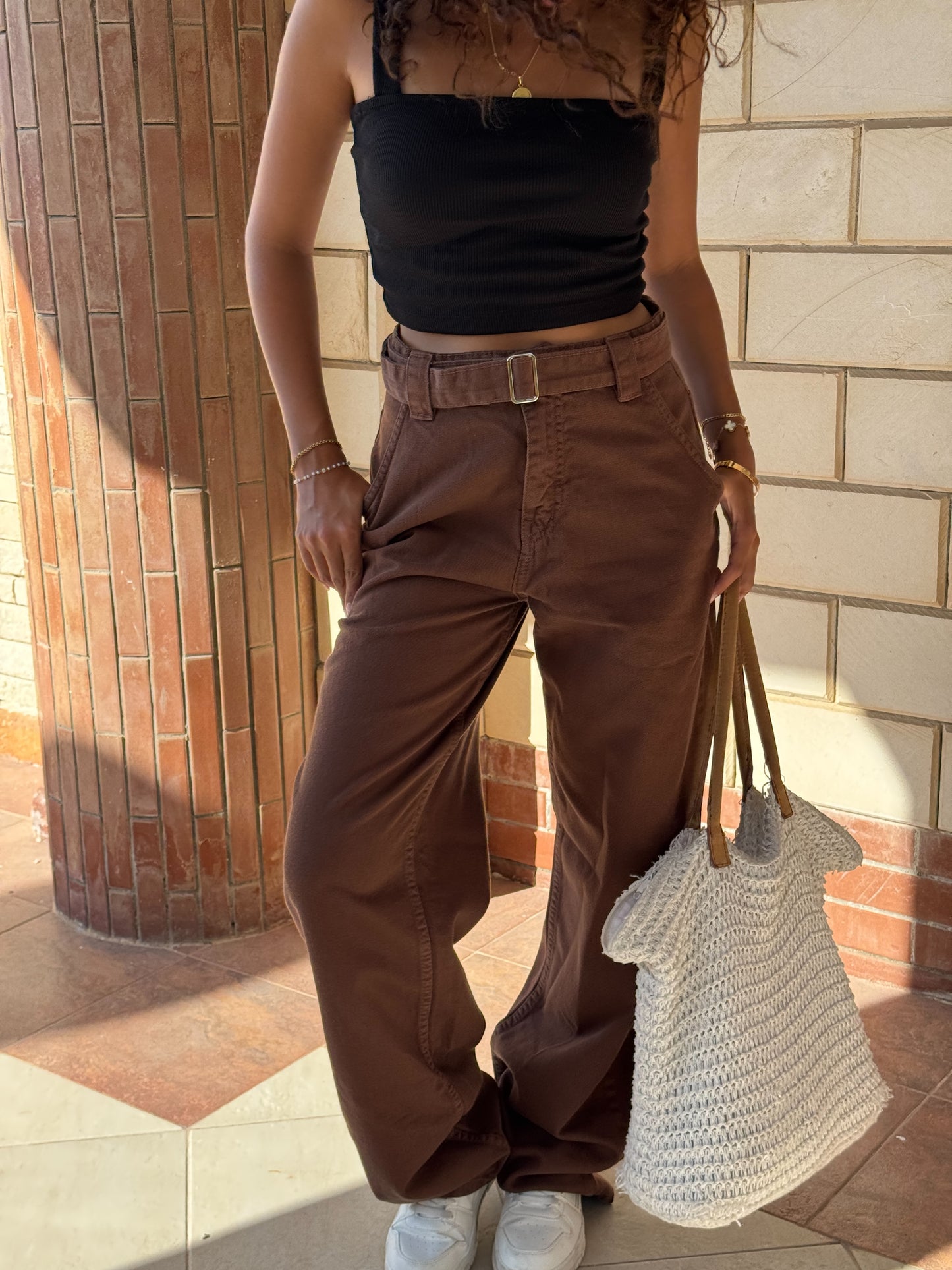 “Brown Belted Baggy Pants”