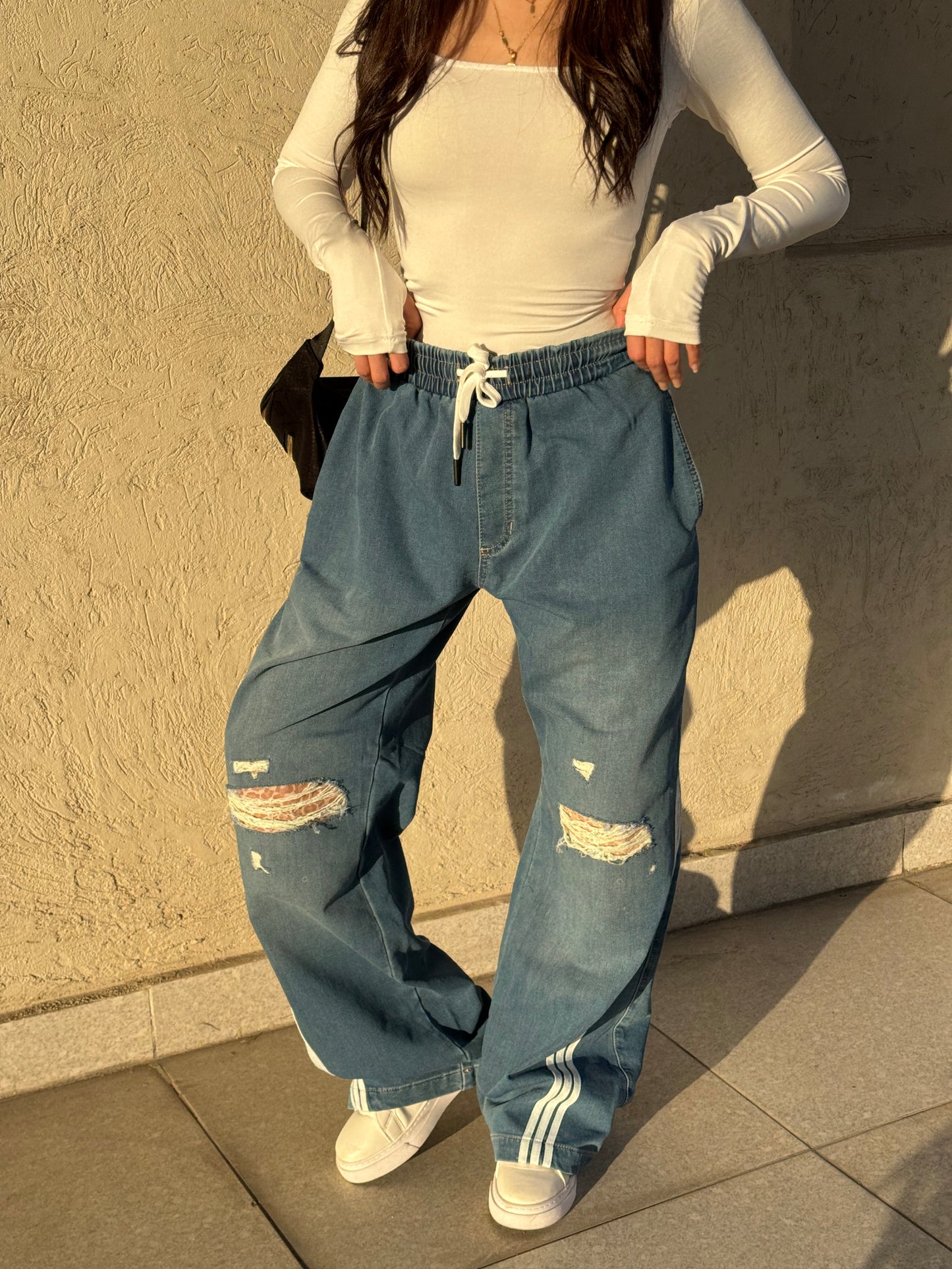 wide leg with Three strips