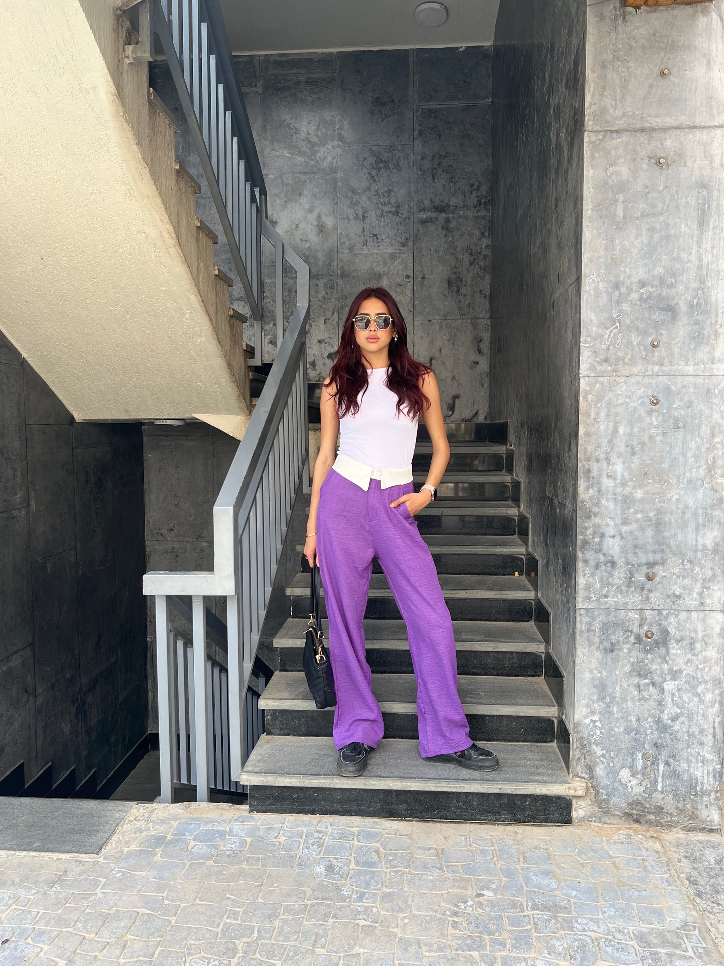 Purple linen pants