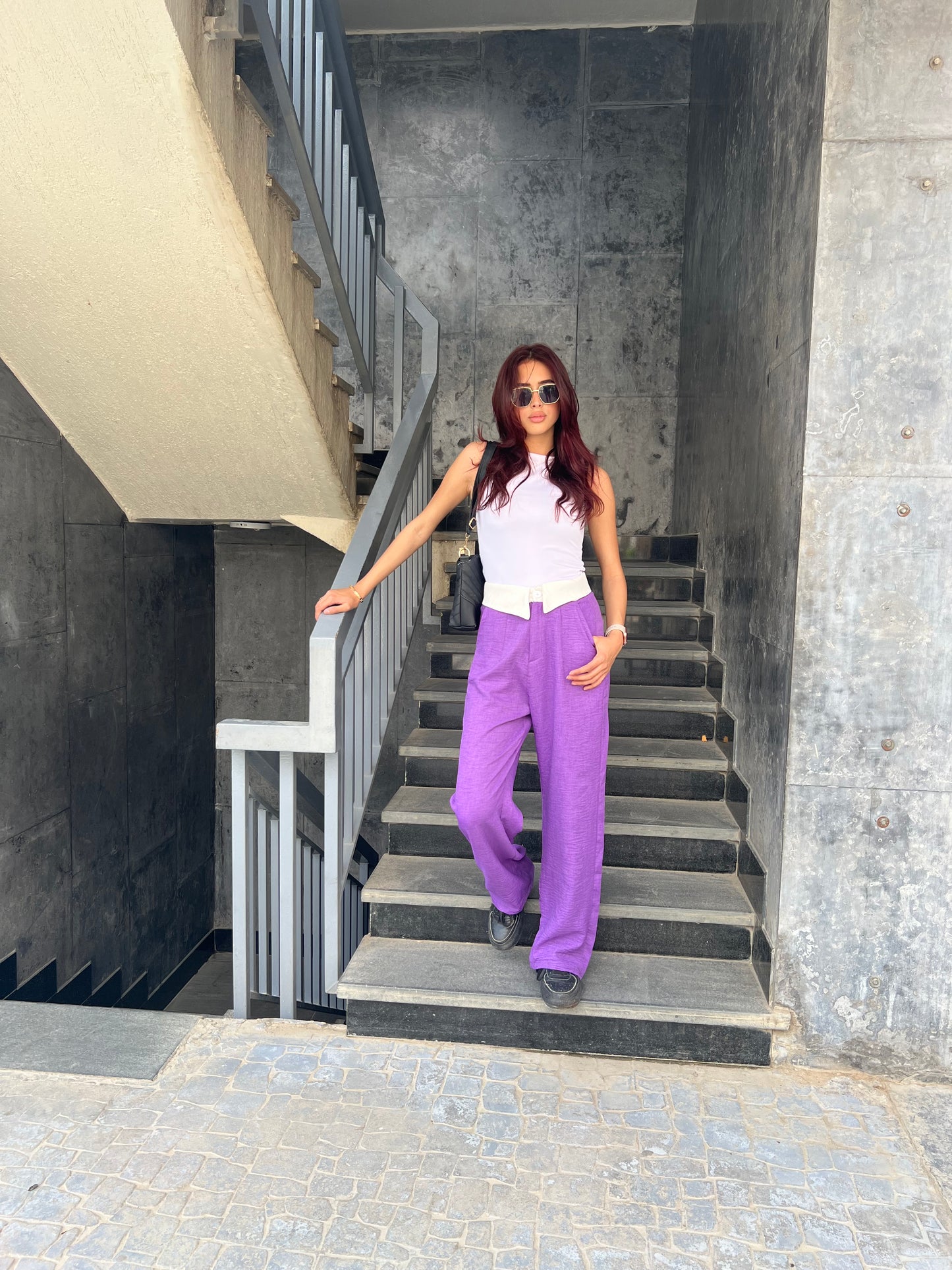 Purple linen pants