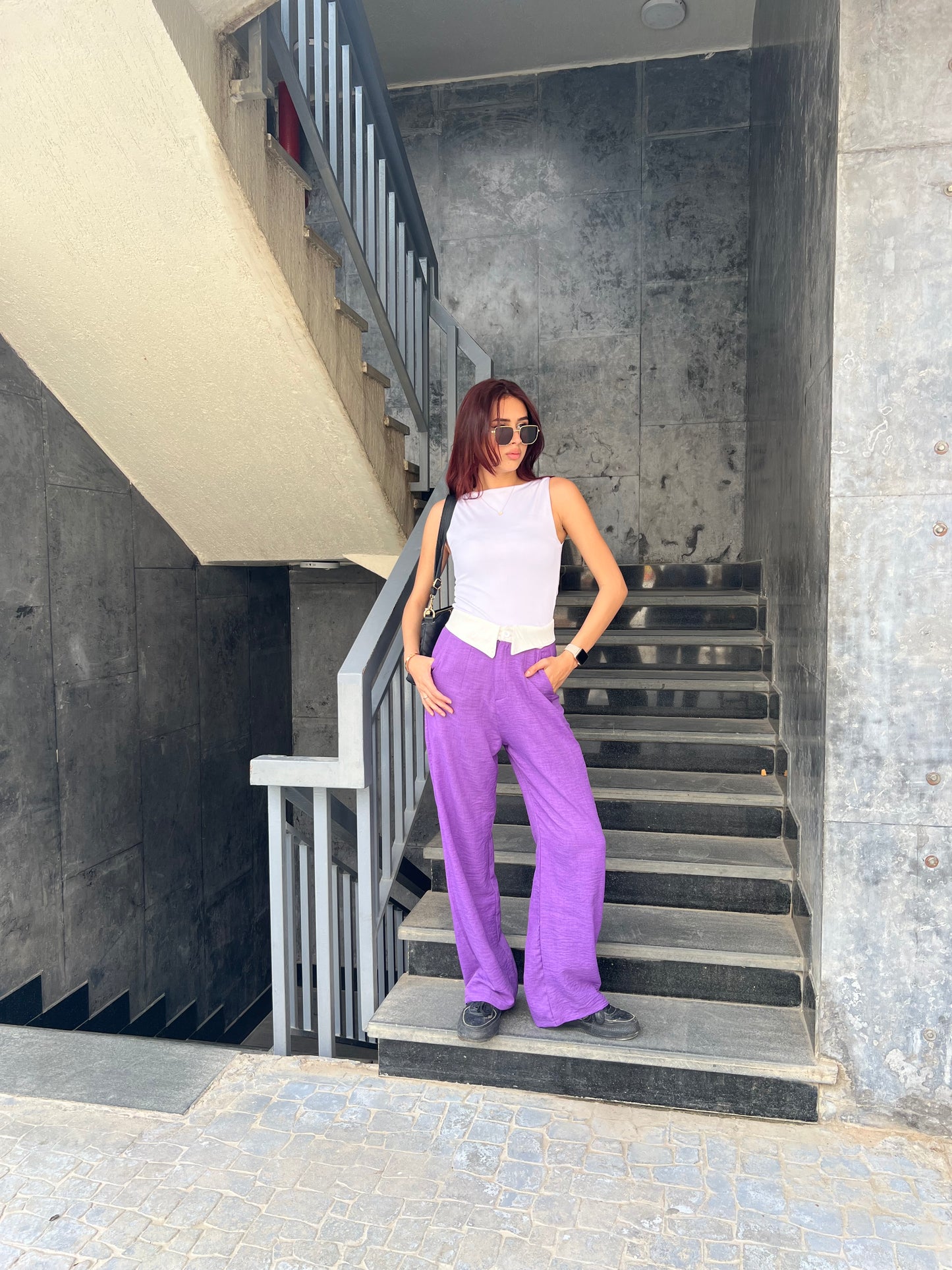 Purple linen pants