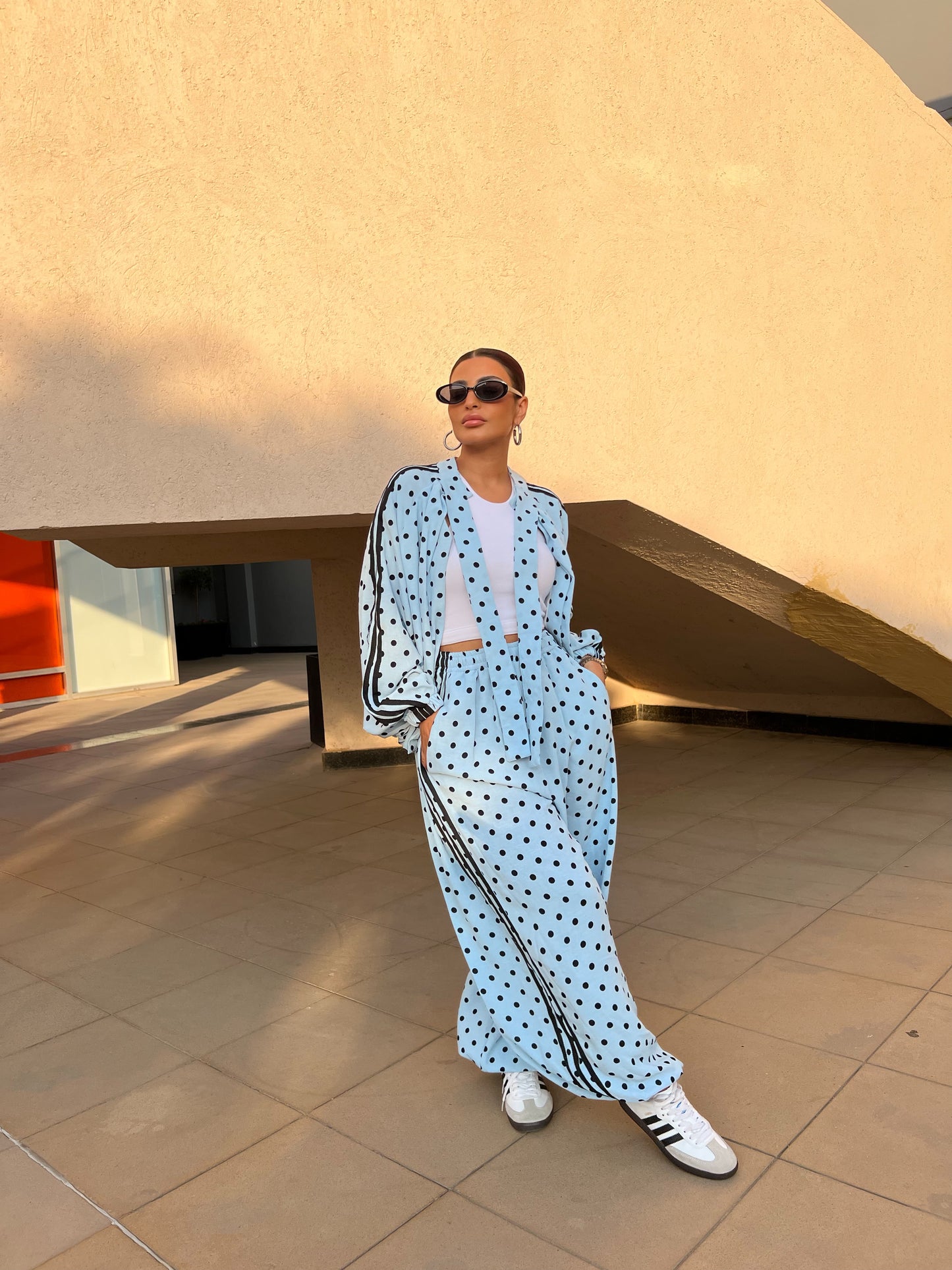 Sporty Chic Polka Dot Set Baby Blue