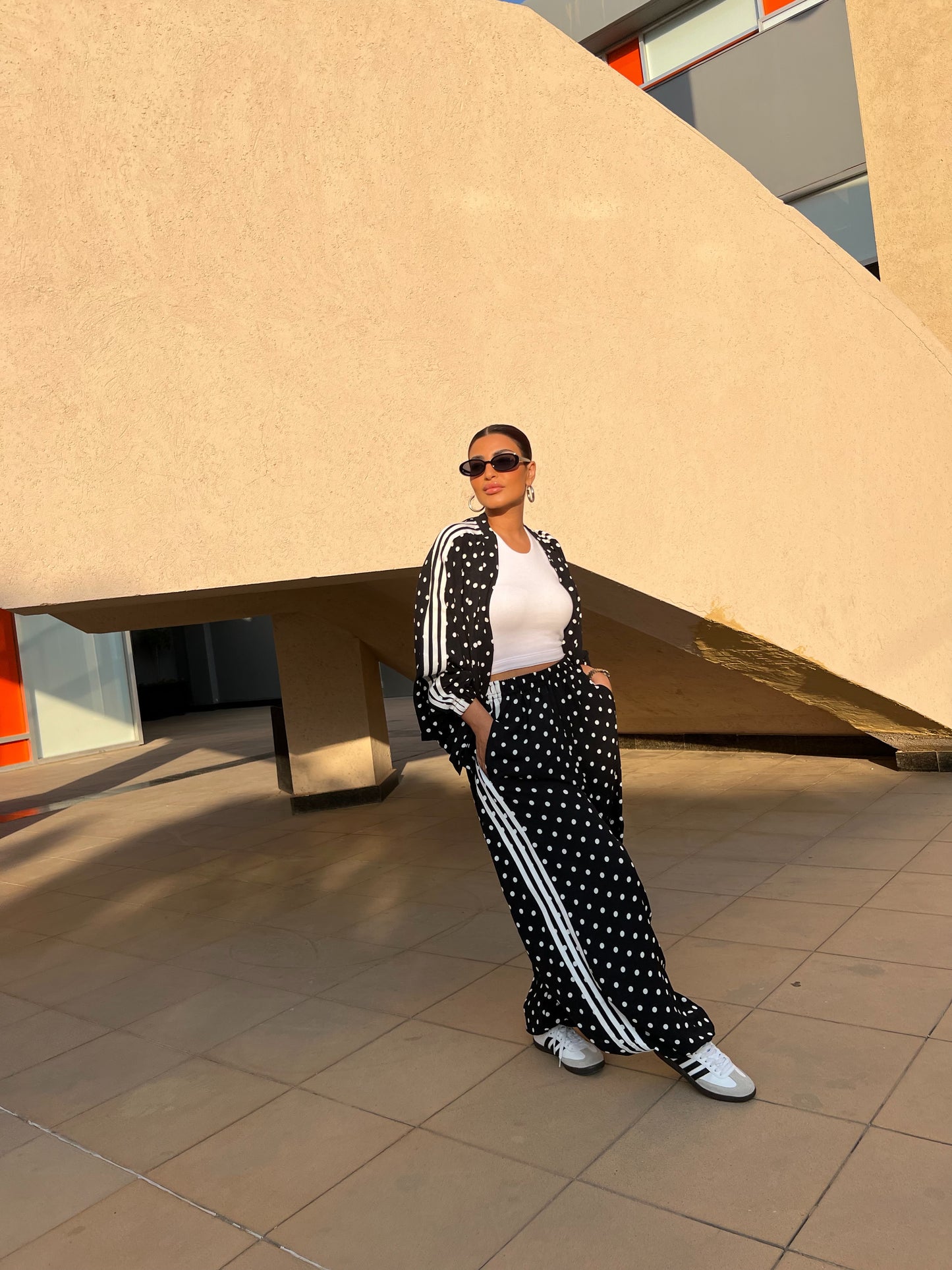 Sporty Chic Polka Dot Set Black