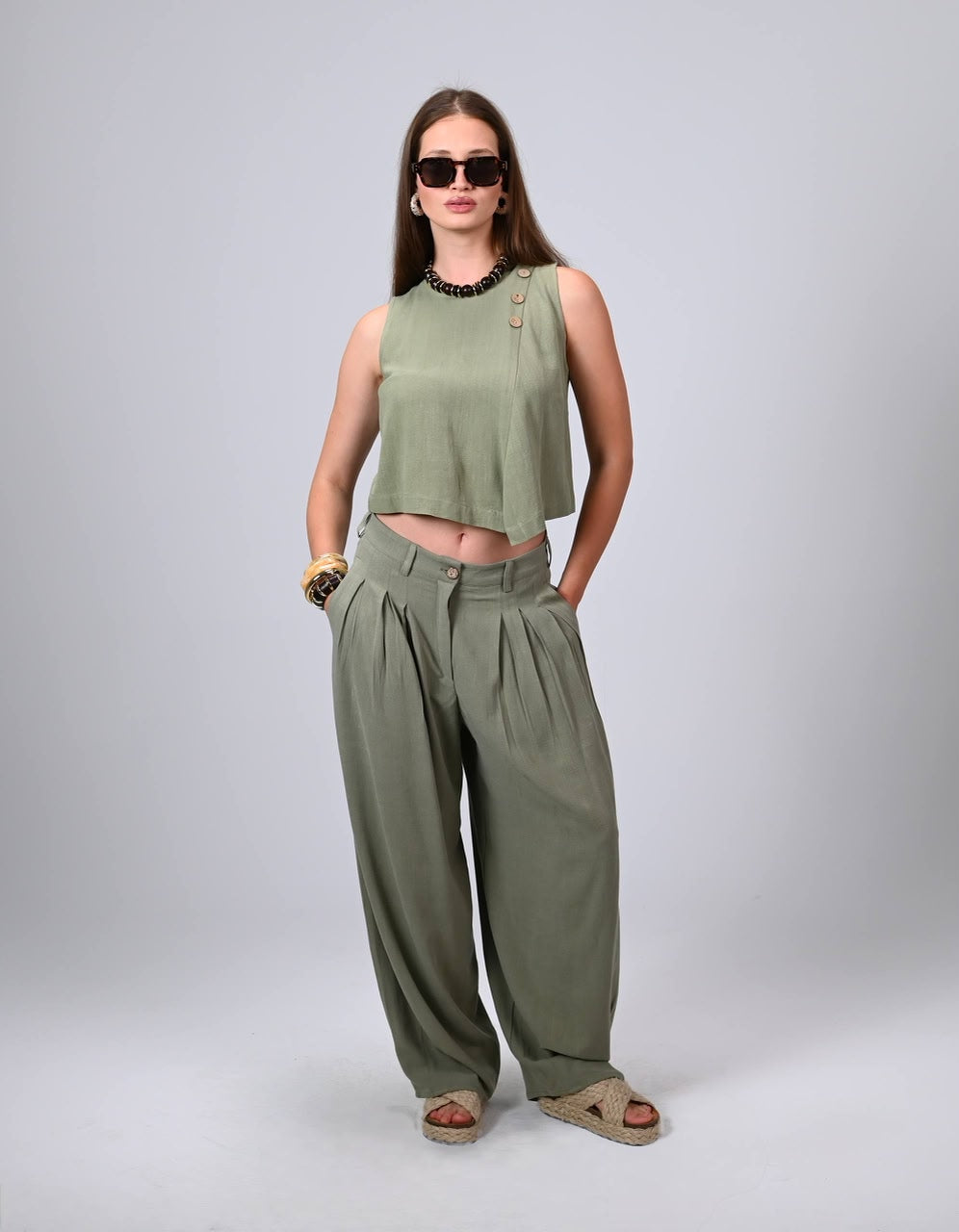 Terra Linen Pants Olive