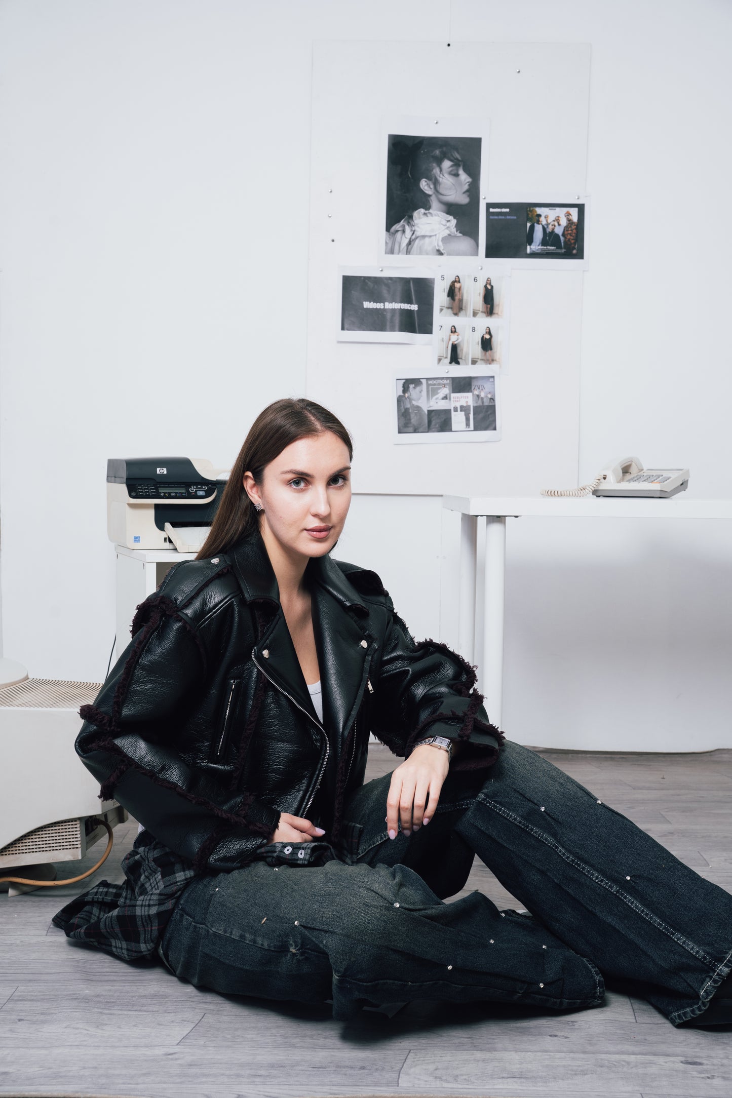 Cropped Leather Biker Jacket