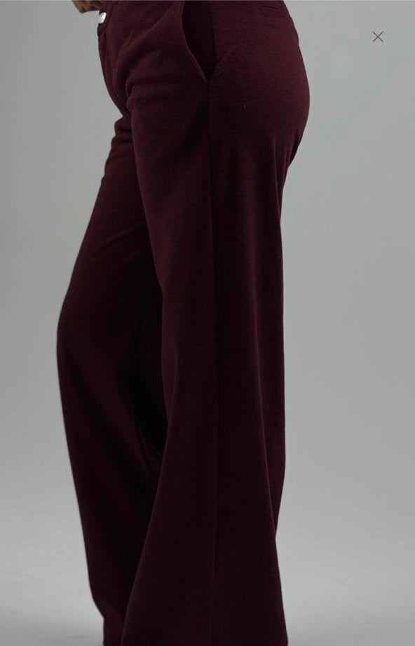 Wool-Textured Pants Maroon