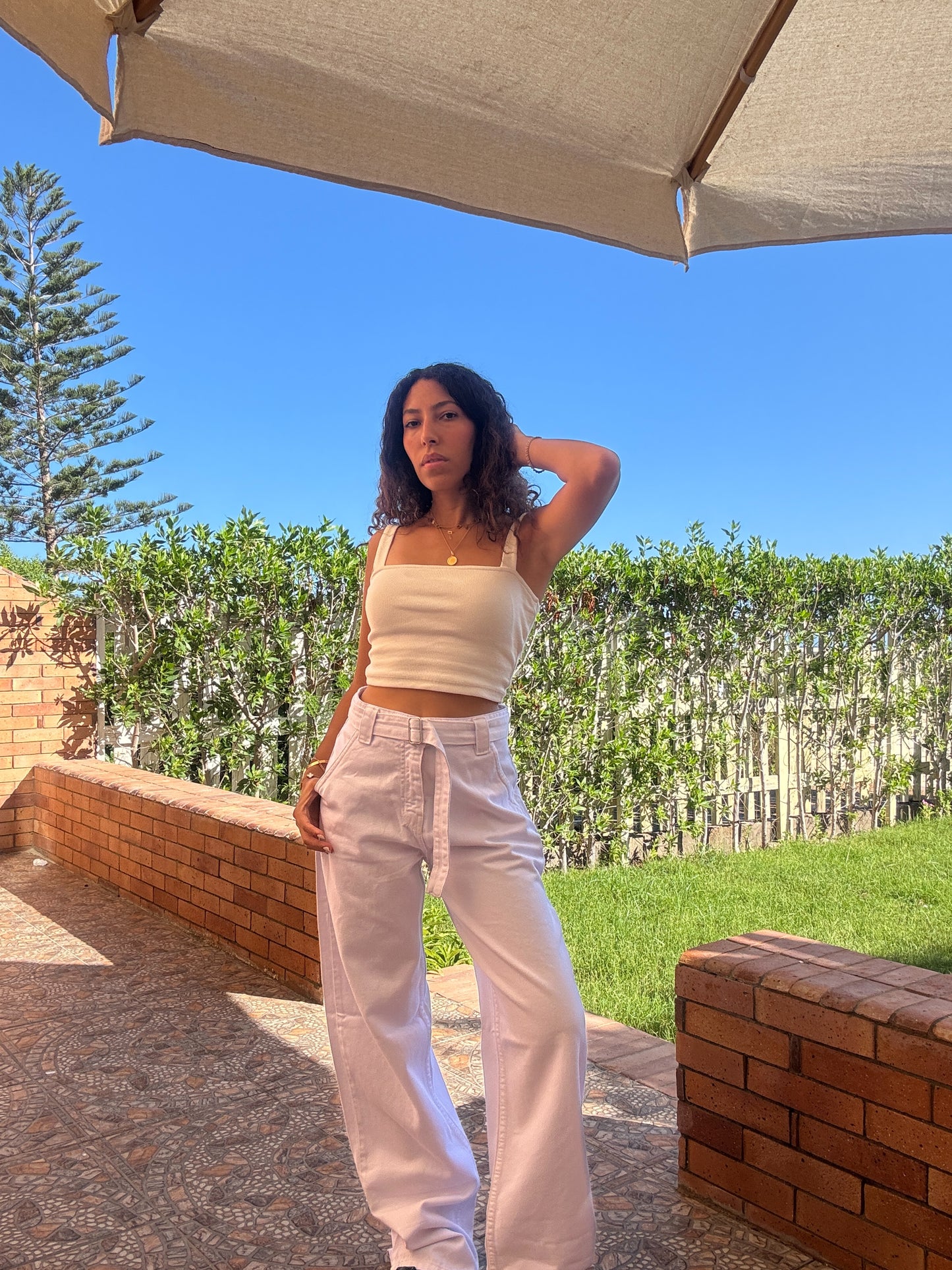 “white Belted Baggy Pants”