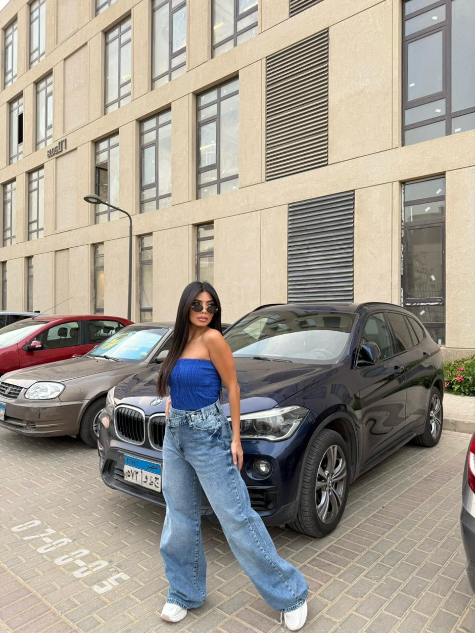 Wide Leg High Waisted Jeans cross