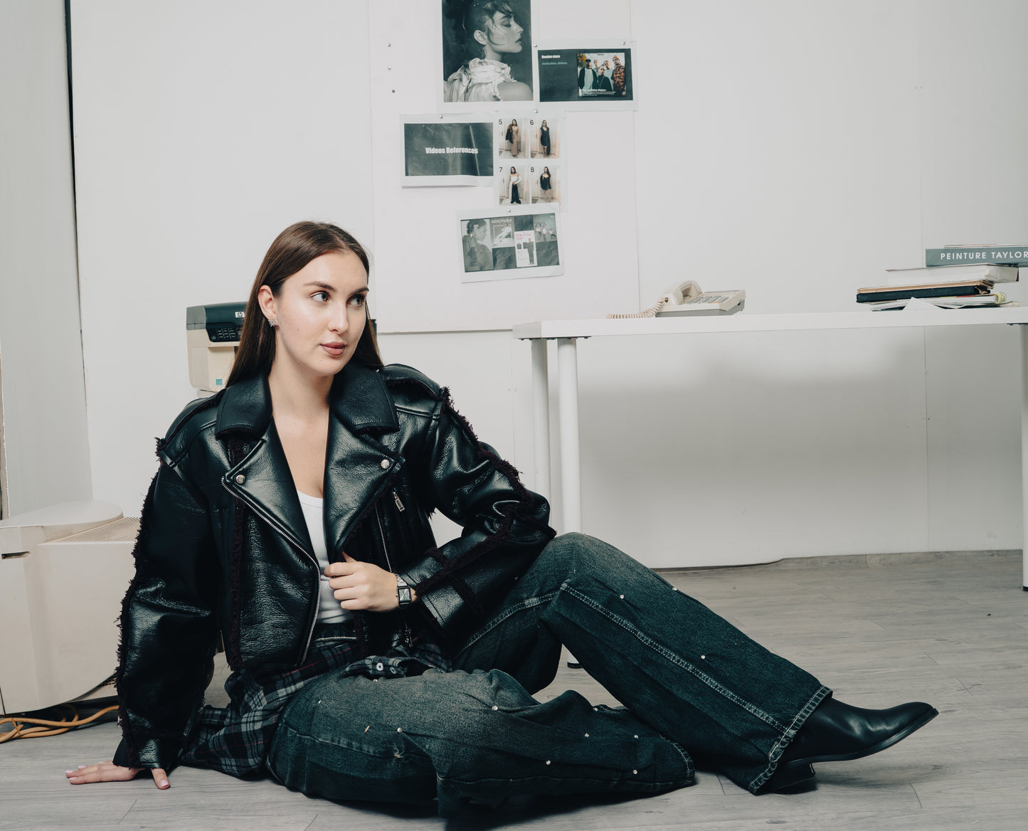 Cropped Leather Biker Jacket