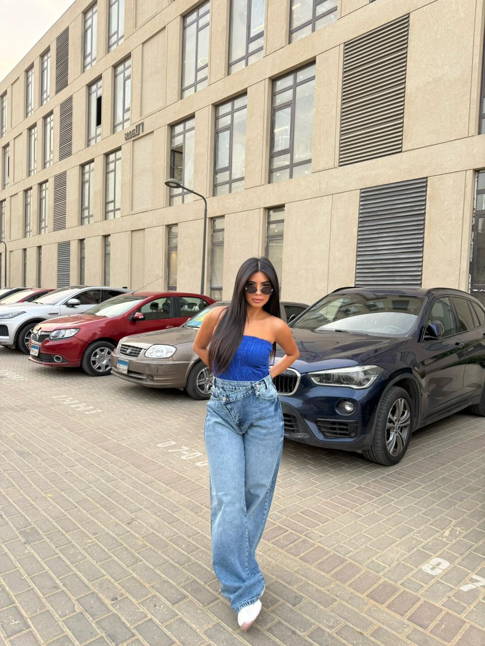 Wide Leg High Waisted Jeans cross