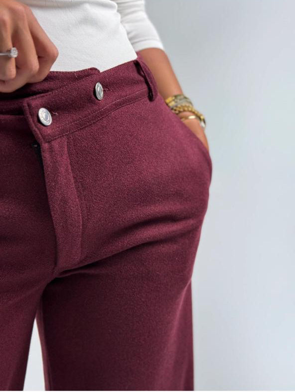 Wool-Textured Pants Maroon
