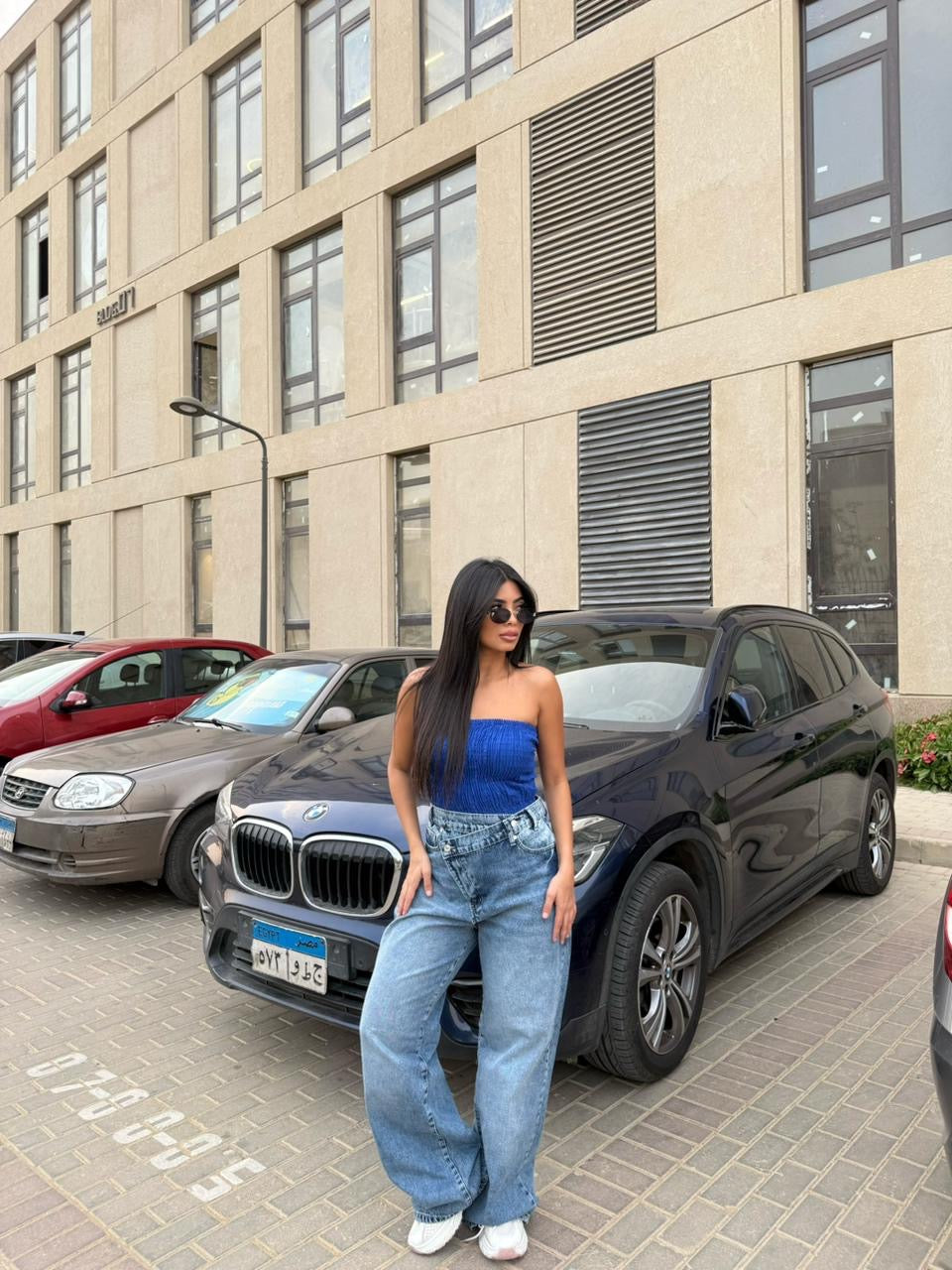 Wide Leg High Waisted Jeans cross