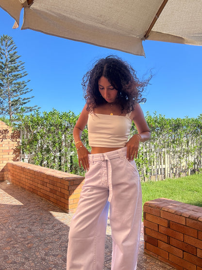 “white Belted Baggy Pants”