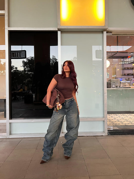 Baggy Jeans with Double Button & X Tie 2B Dark Dirty