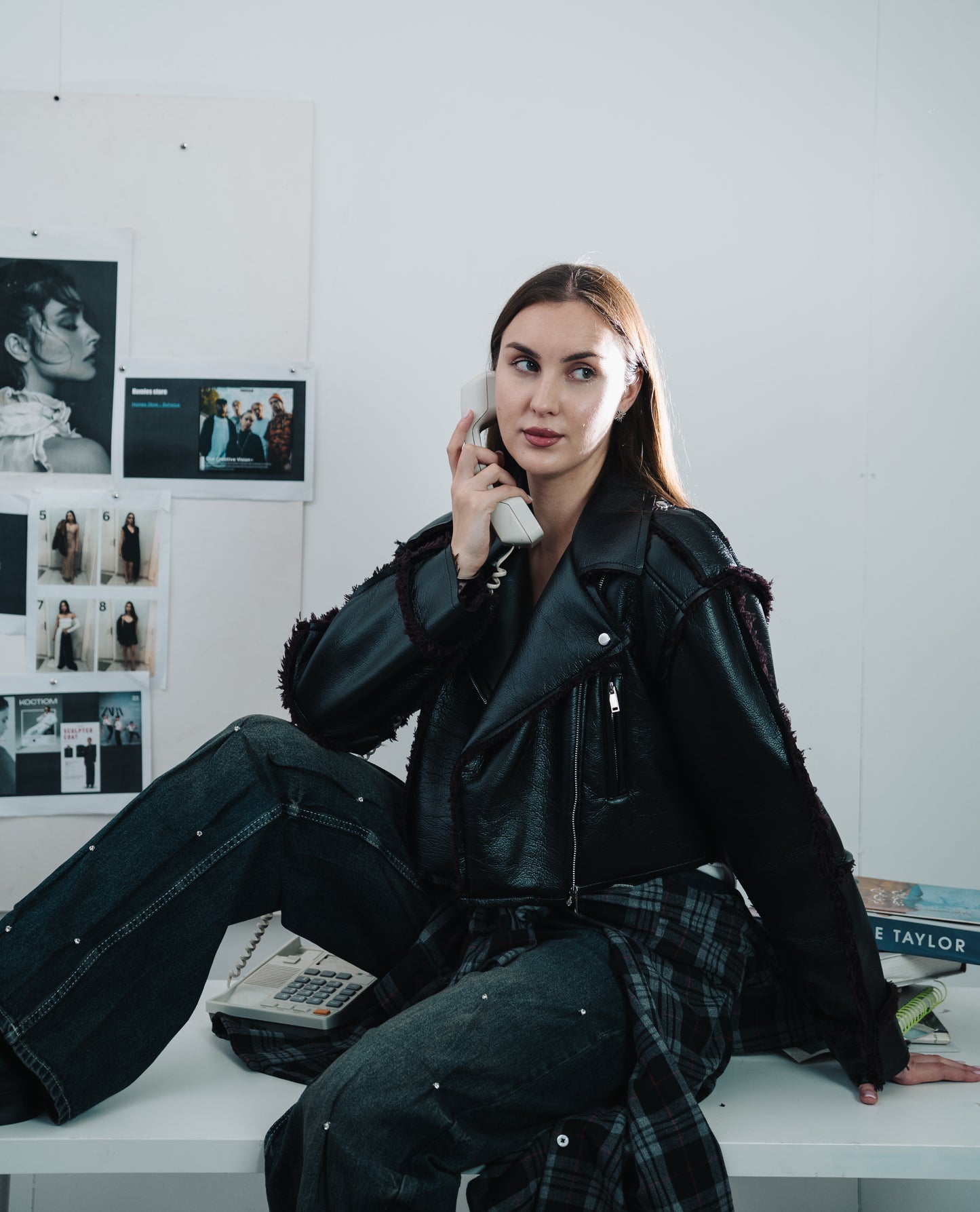 Cropped Leather Biker Jacket