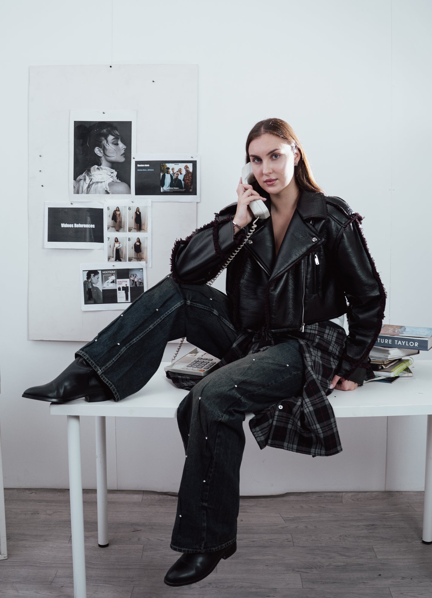 Cropped Leather Biker Jacket