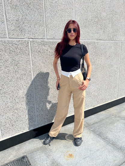 beige linen pants