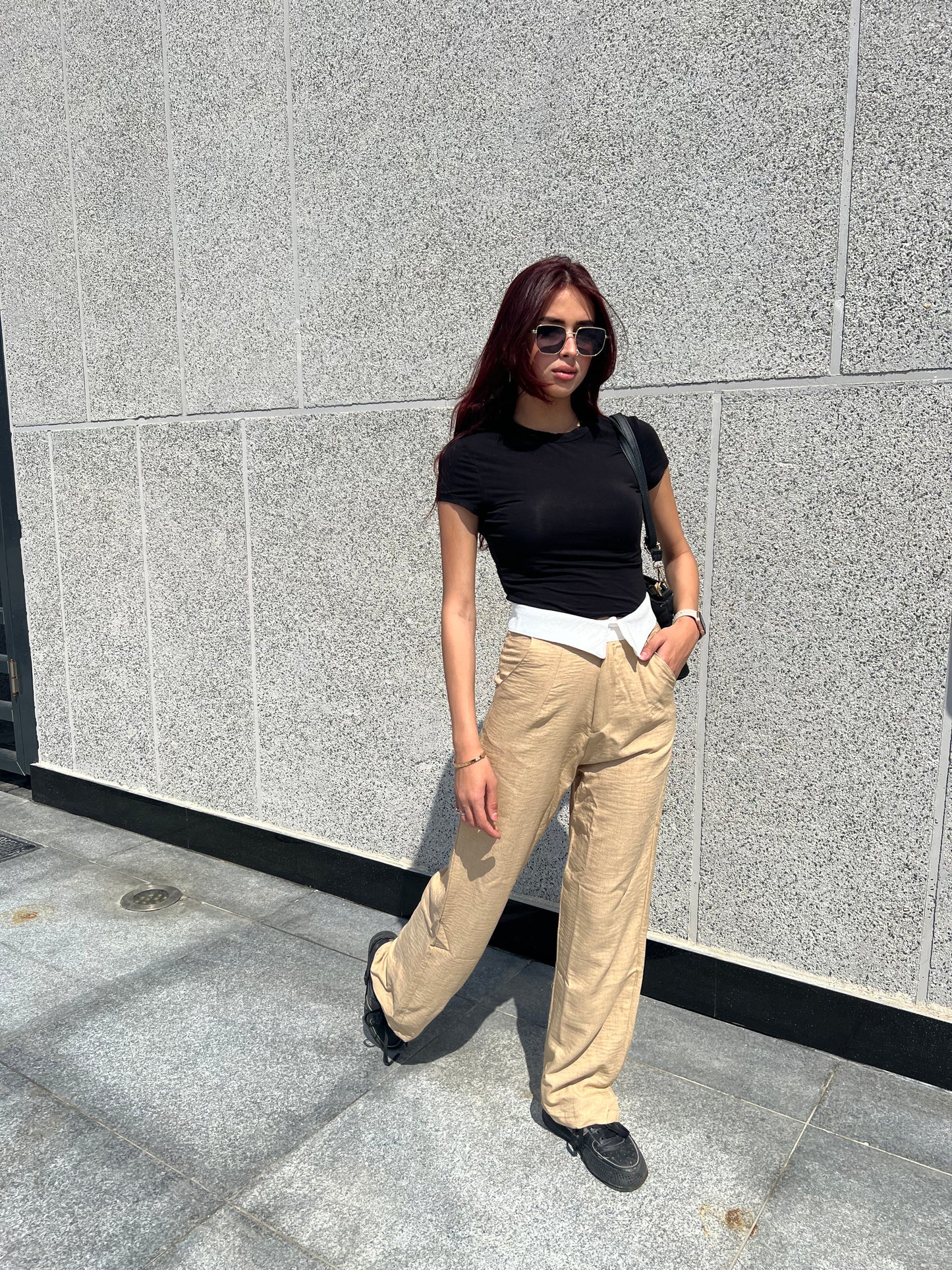 beige linen pants