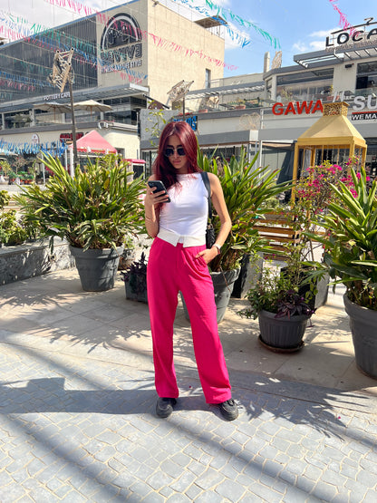 Pink linen pants