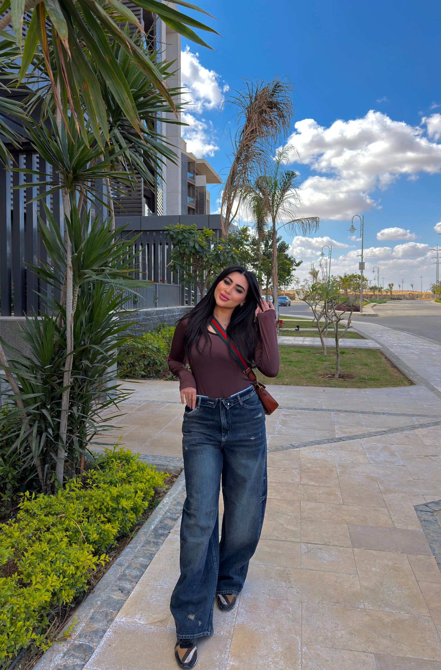 Twist Waist Wide Jeans Dark Dirty