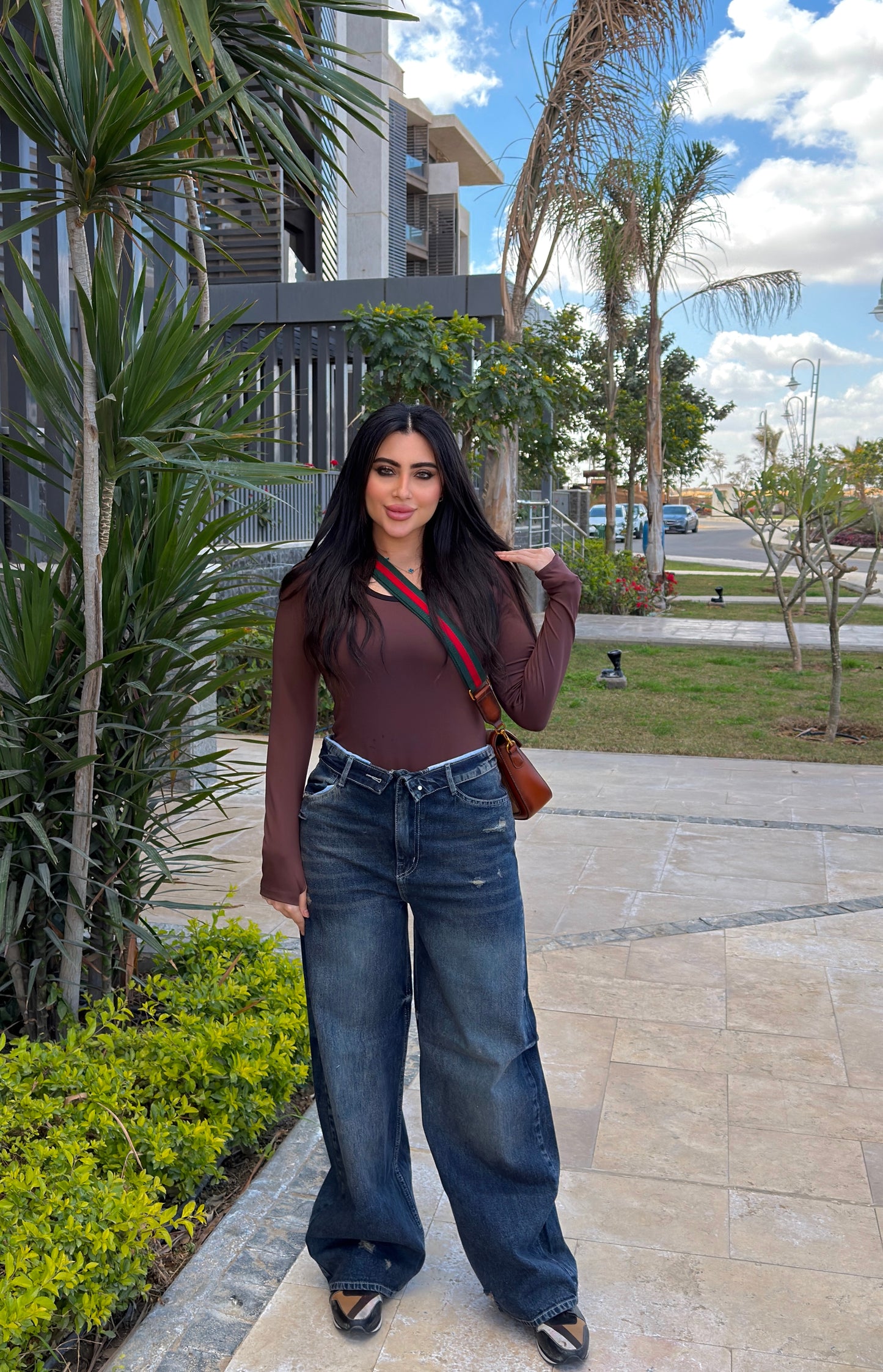 Twist Waist Wide Jeans Dark Dirty