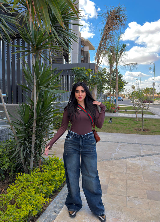 Twist Waist Wide Jeans Dark Dirty