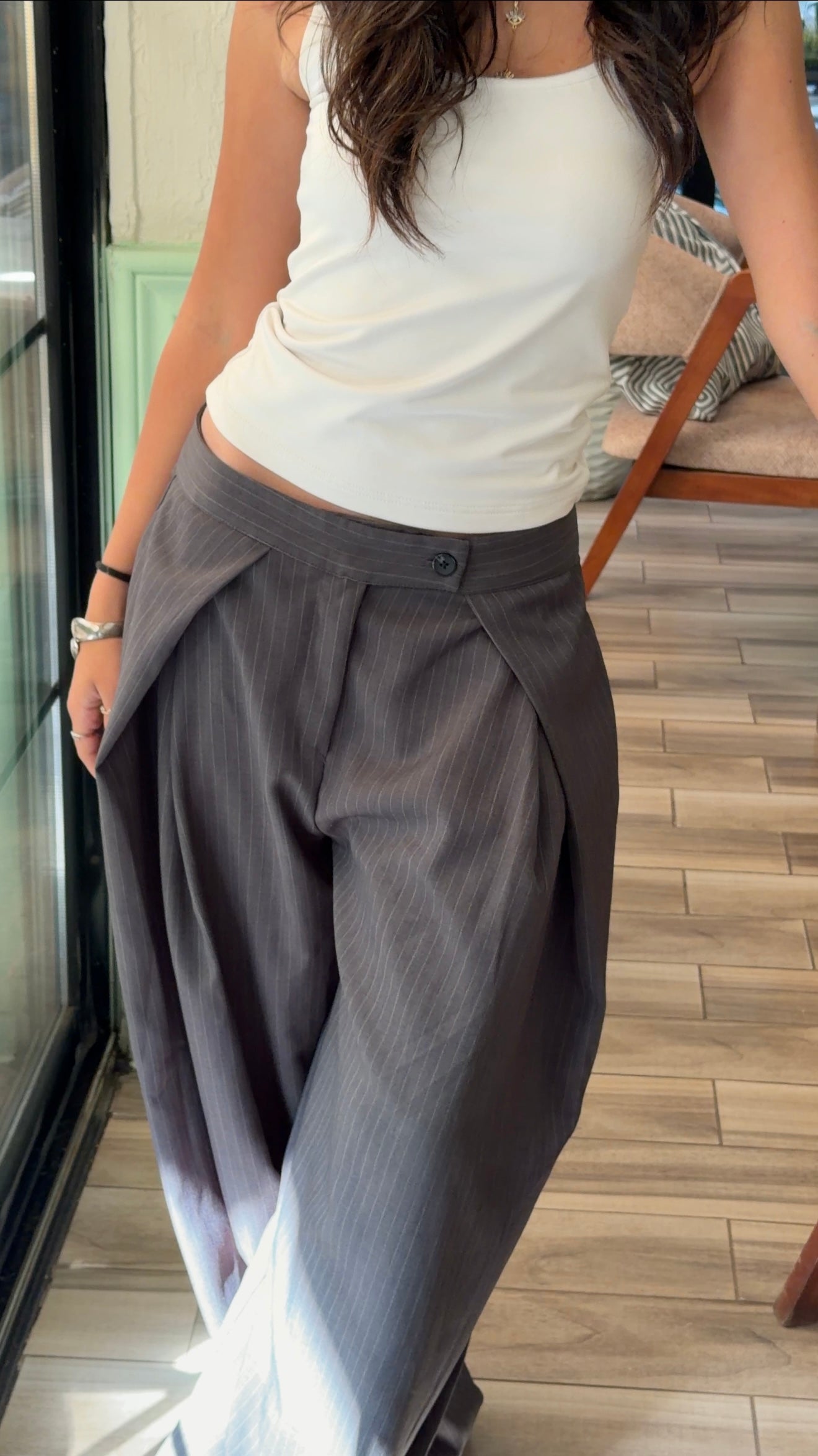 Double layer Dark gray striped