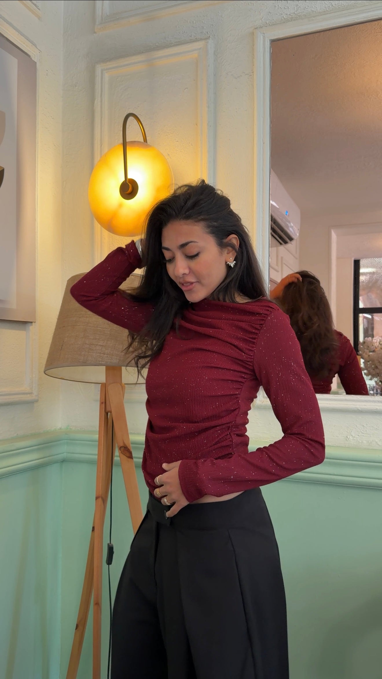 Draped Fitted Top 5 Burgundy