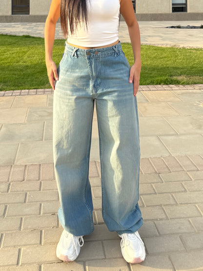 Baggy Jeans with Double Button & X Tie 2B Dirty light