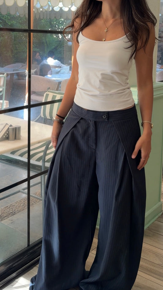 Double layer Navy Blue striped