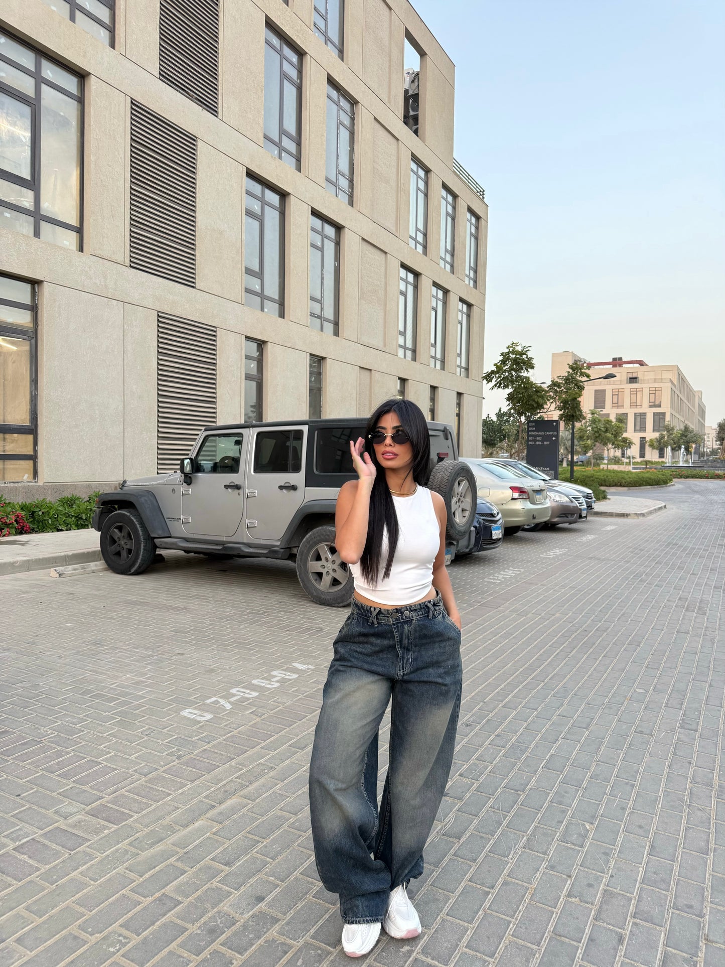 Baggy Jeans with Double Button & X Tie 2B Dark Dirty