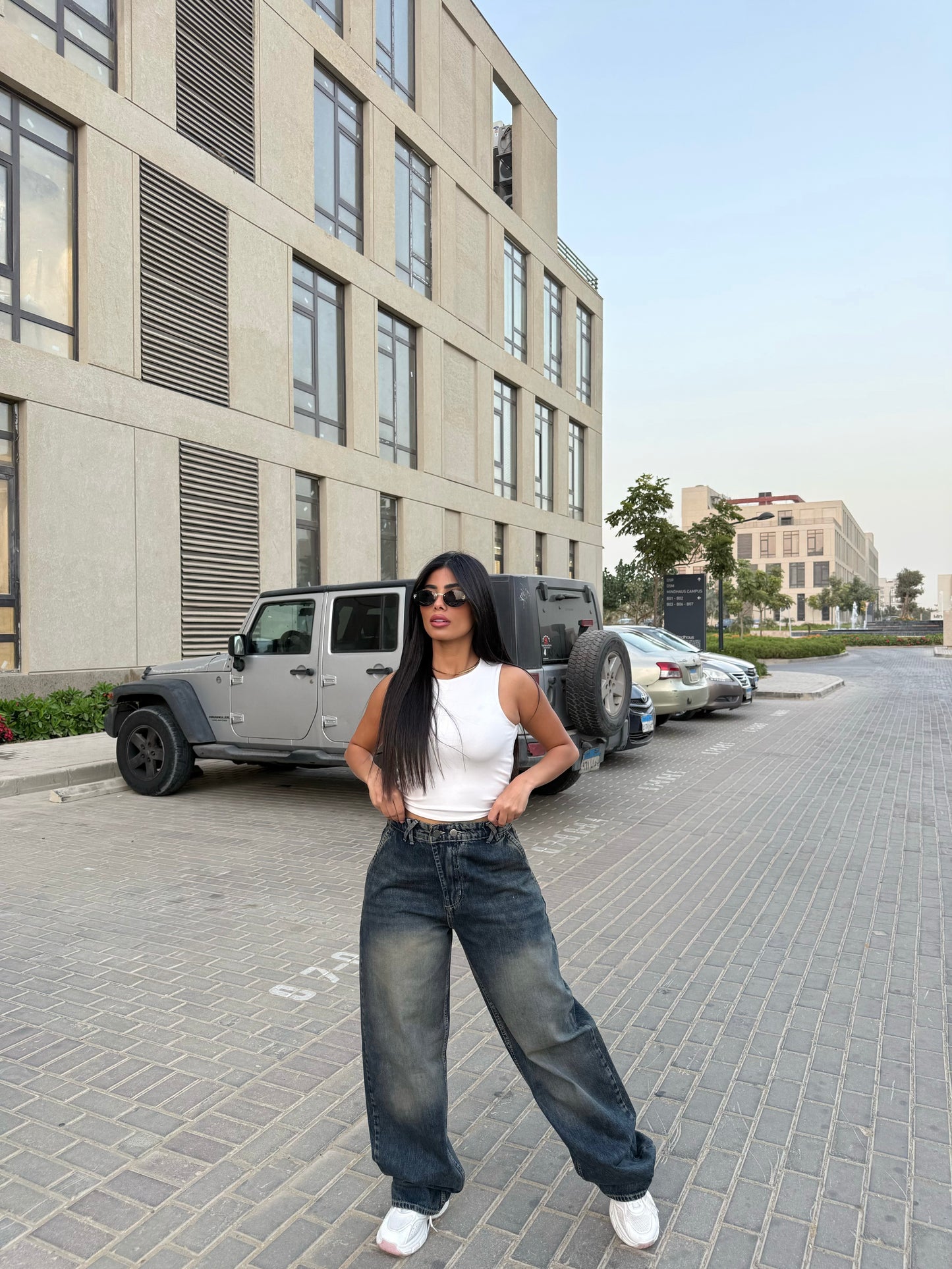 Baggy Jeans with Double Button & X Tie 2B Dark Dirty