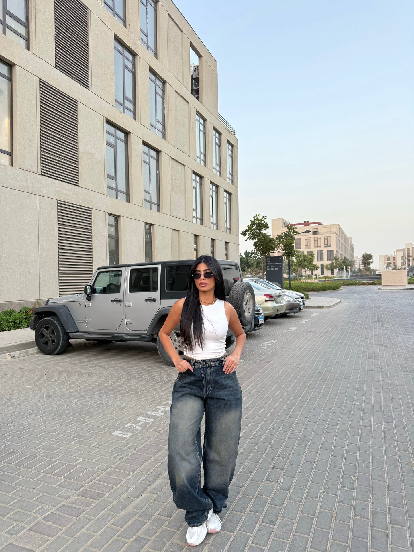 Baggy Jeans with Double Button & X Tie 2B Dark Dirty