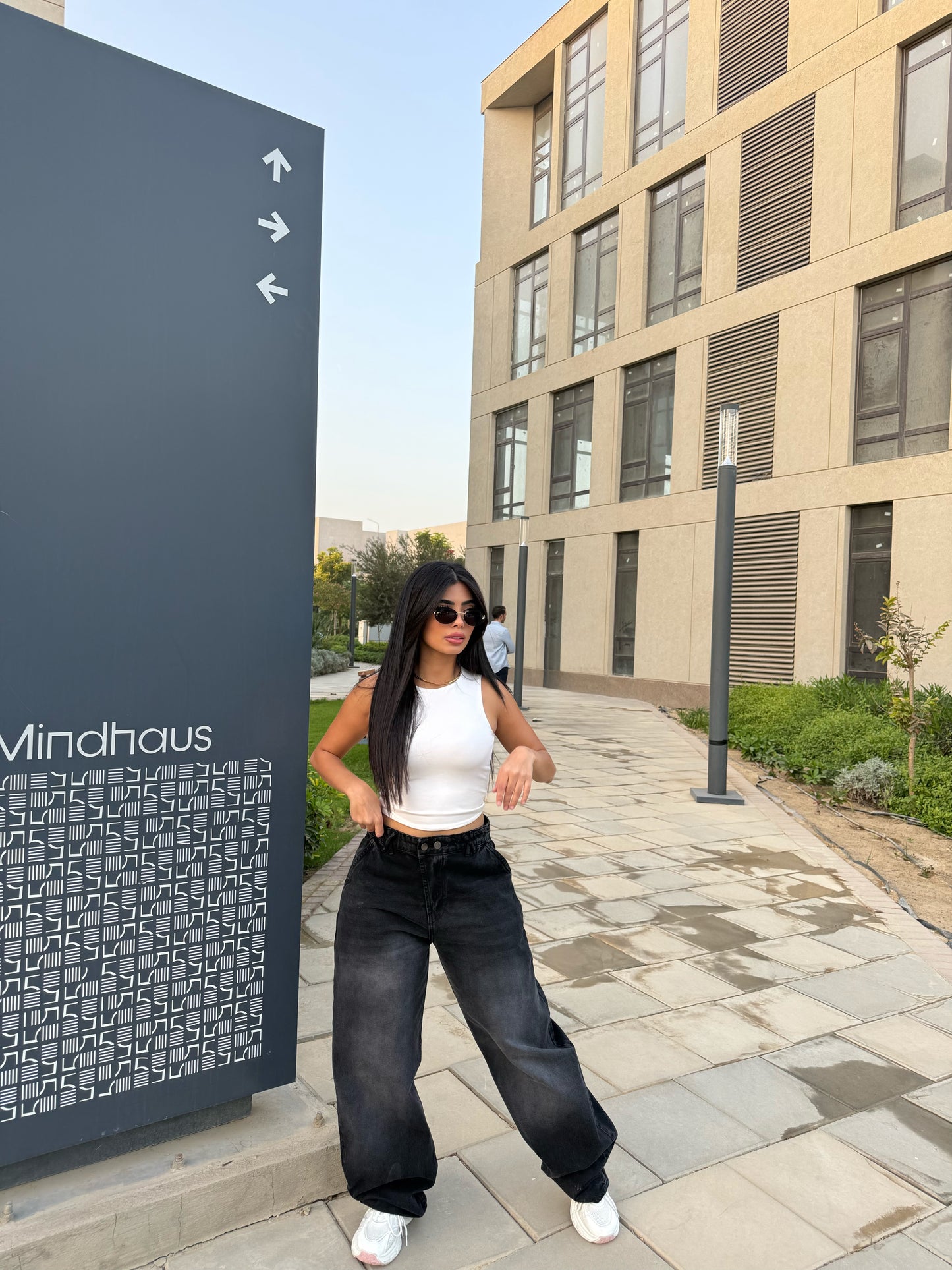 Baggy Jeans with Double Button & X Tie 2B Black