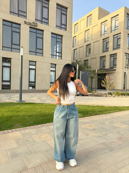 Baggy Jeans with Double Button & X Tie 2B Dirty light