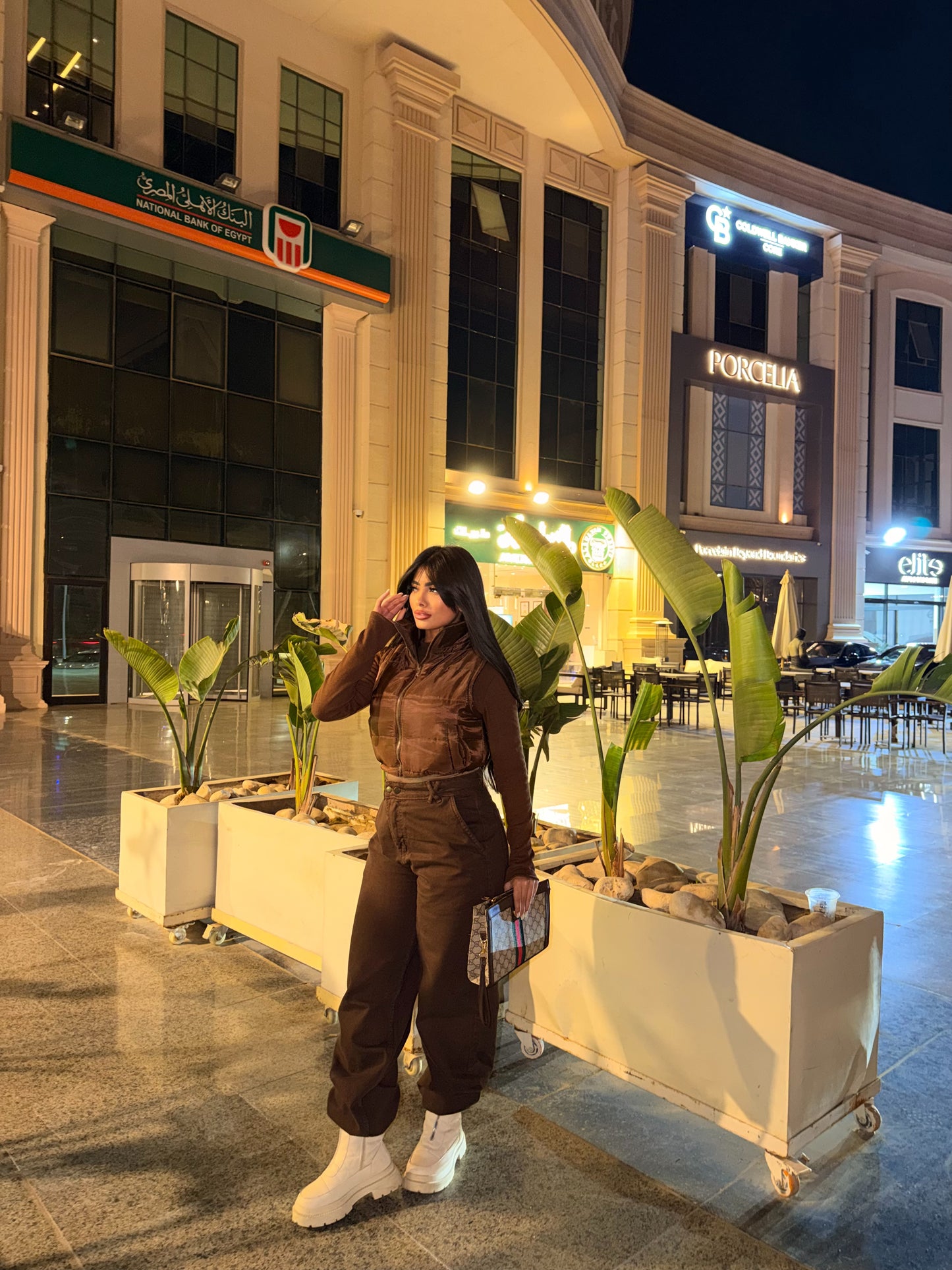 Baggy Jeans with Double Button & X Tie 2B Brown