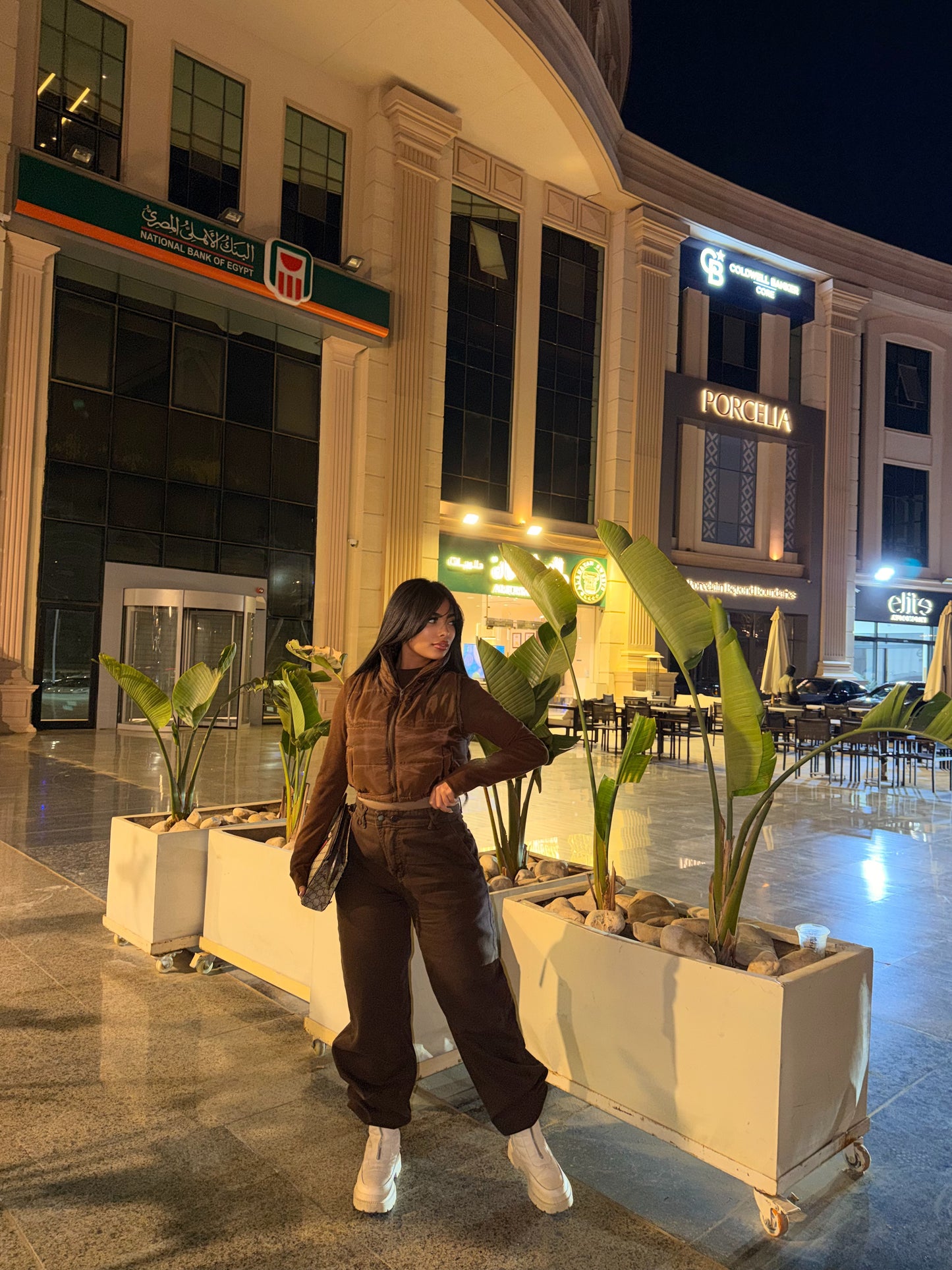 Baggy Jeans with Double Button & X Tie 2B Brown