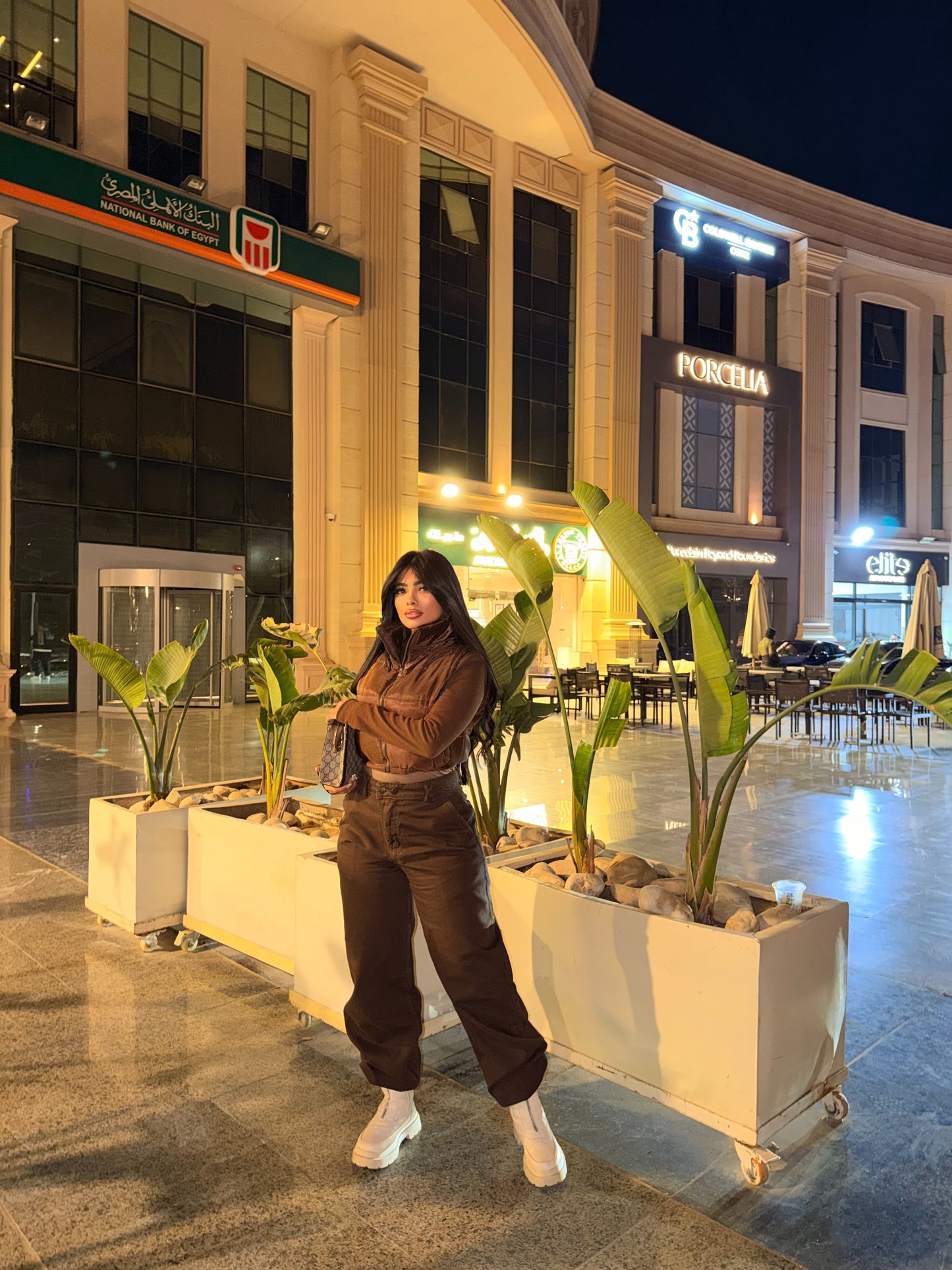 Baggy Jeans with Double Button & X Tie 2B Brown