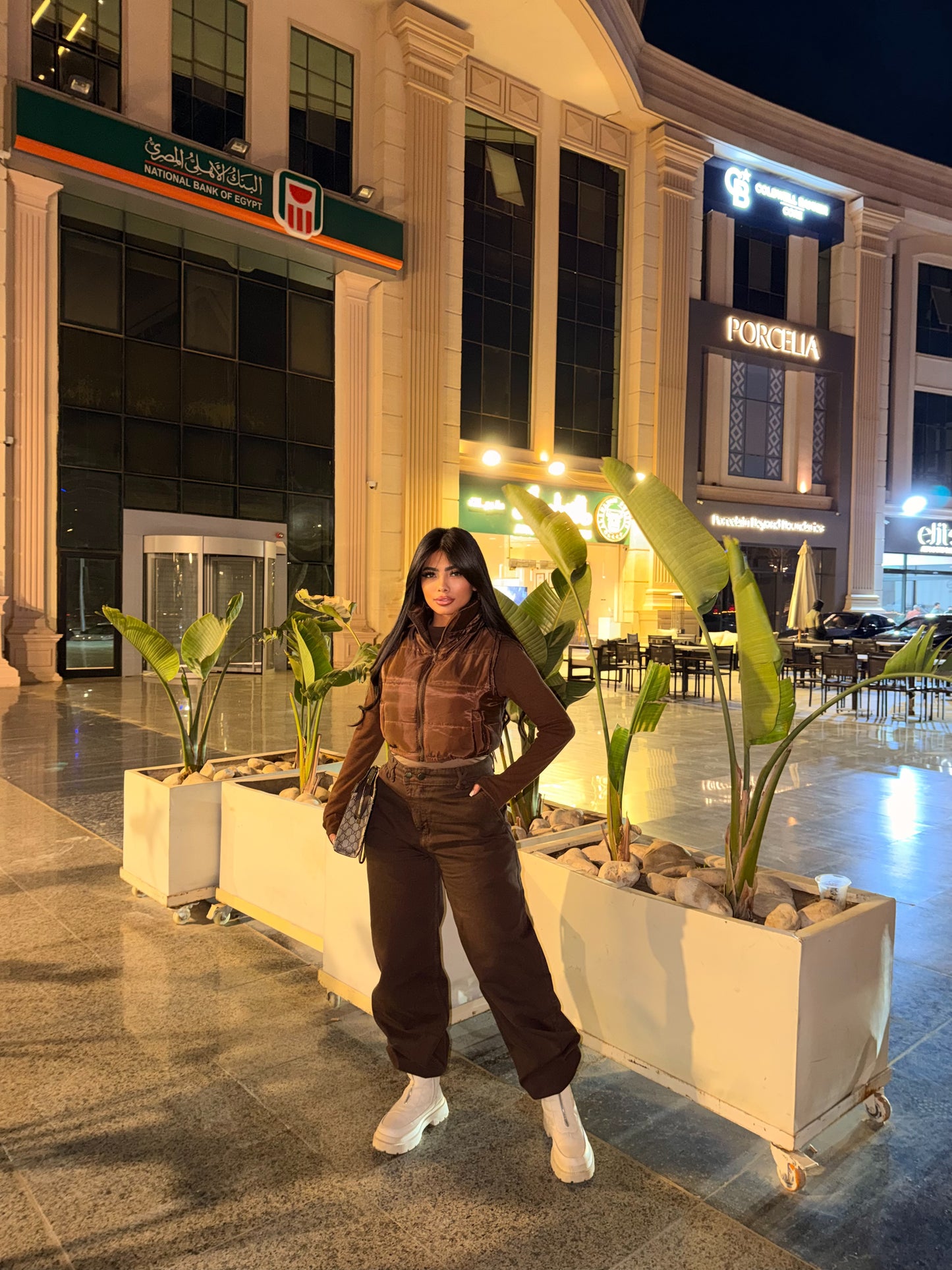 Baggy Jeans with Double Button & X Tie 2B Brown