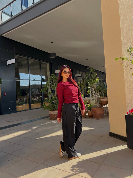 Draped Fitted Top 5 Burgundy