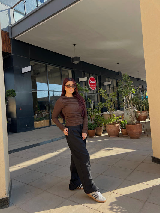 Draped Fitted Top 5 Brown