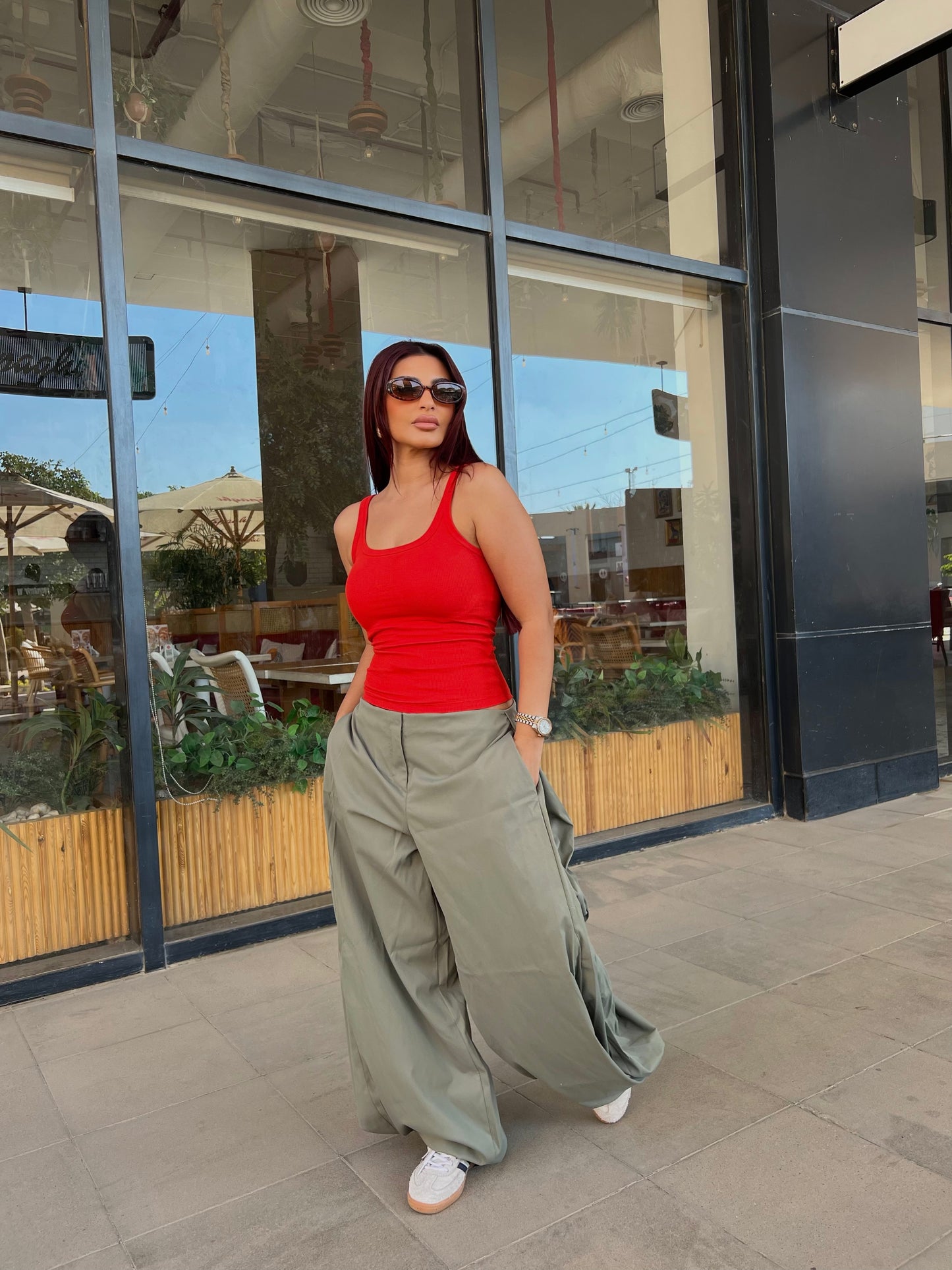 Flowy Wide Leg Pants Olive
