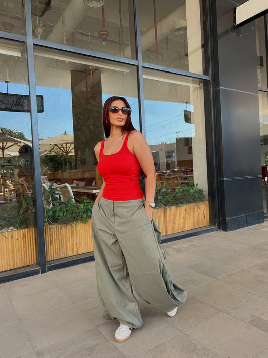 Flowy Wide Leg Pants Olive