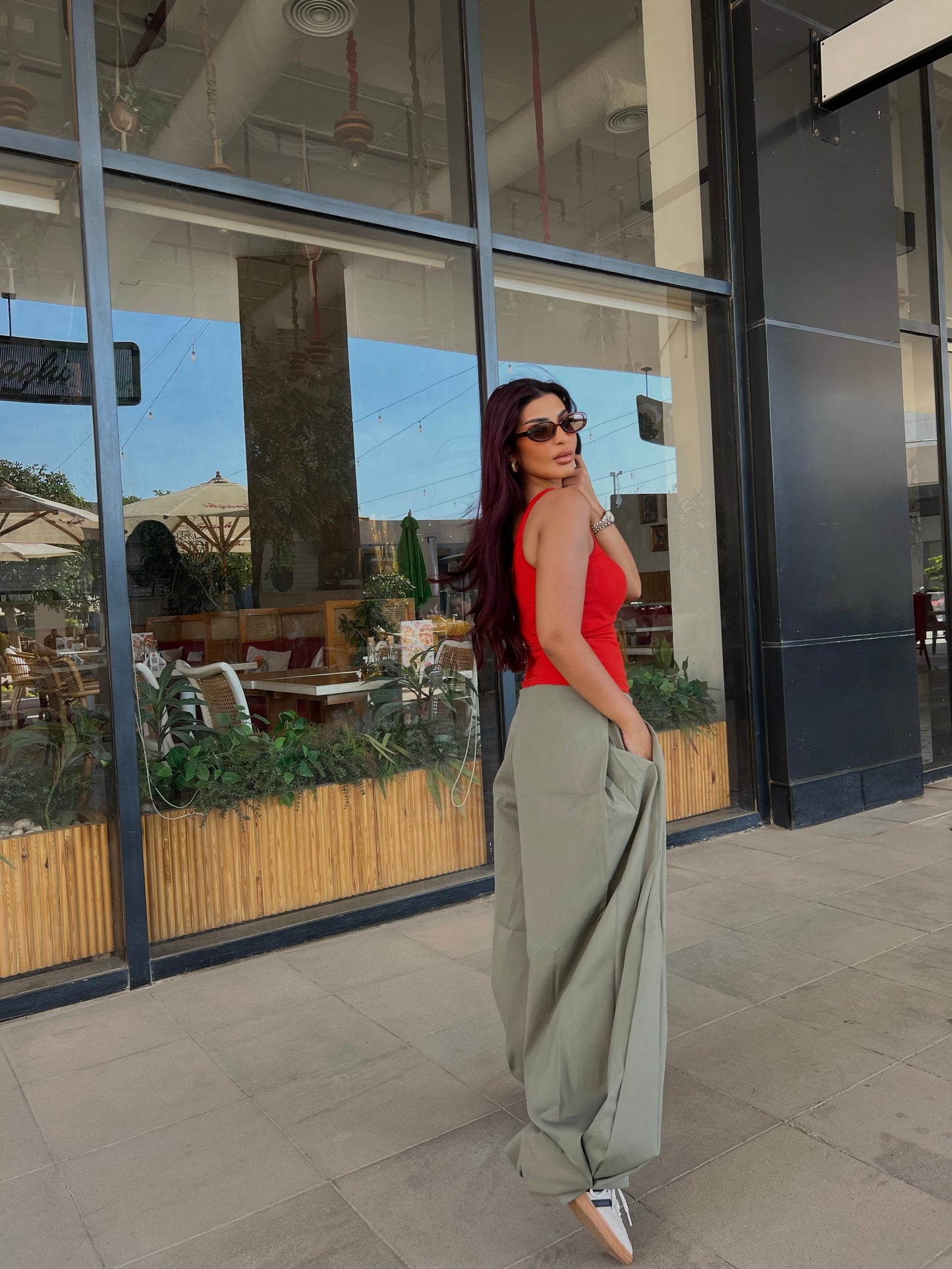 Flowy Wide Leg Pants Olive