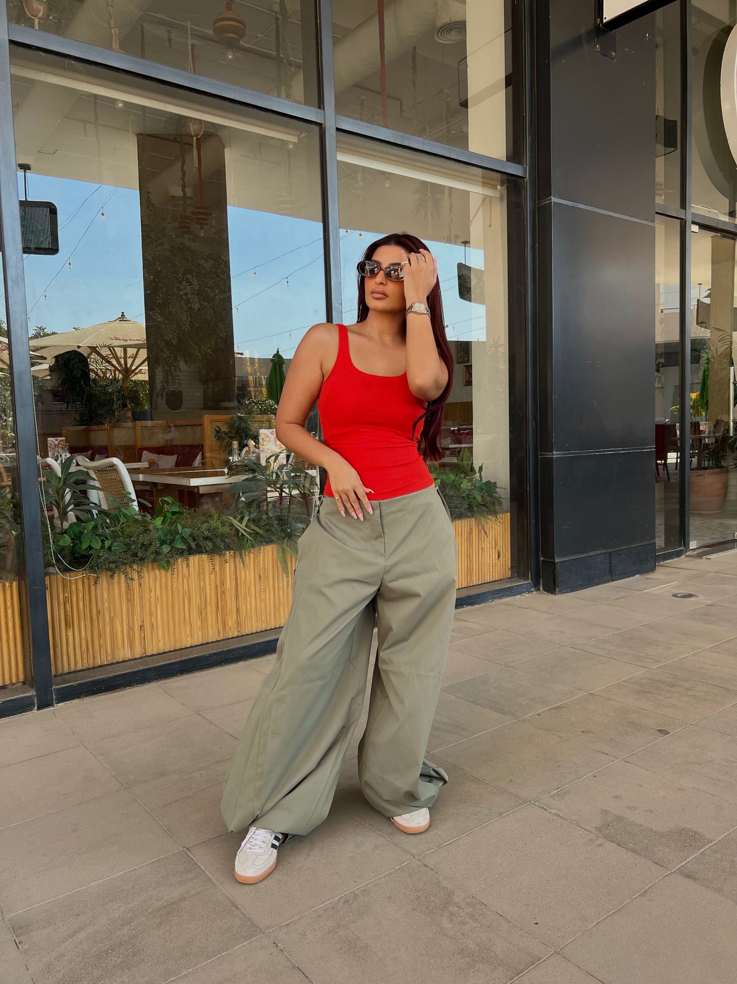 Flowy Wide Leg Pants Olive