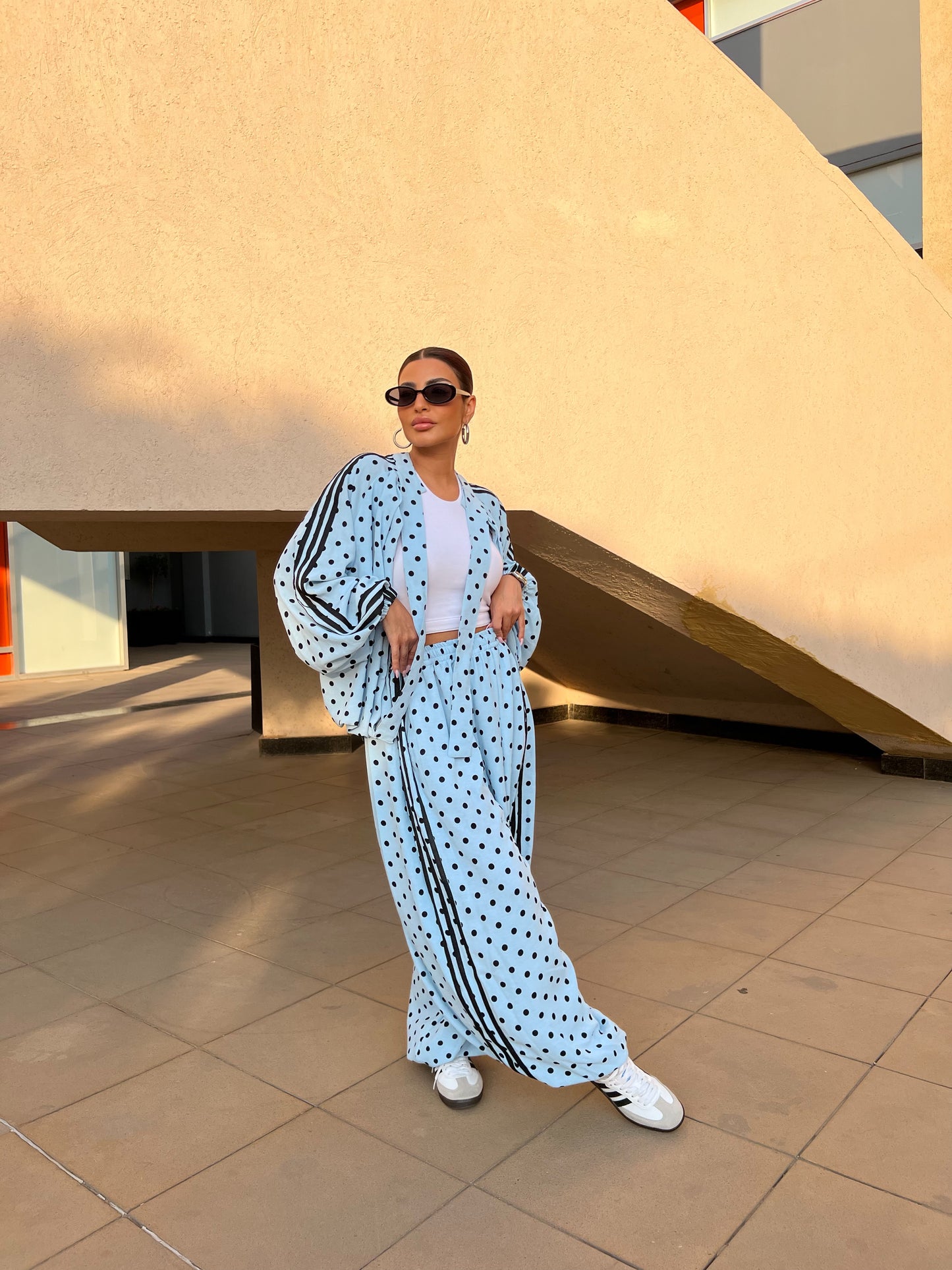 Sporty Chic Polka Dot Set Baby Blue