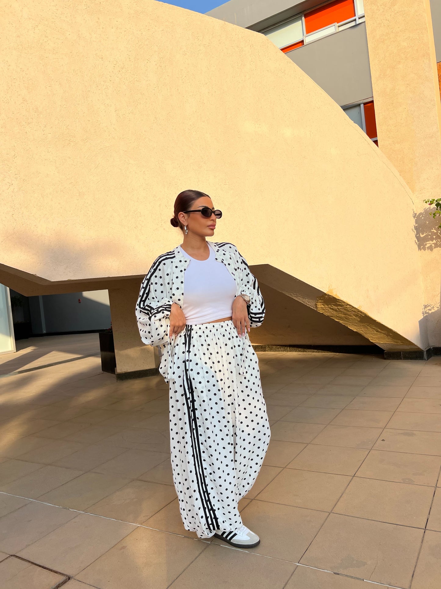 Sporty Chic Polka Dot Set white