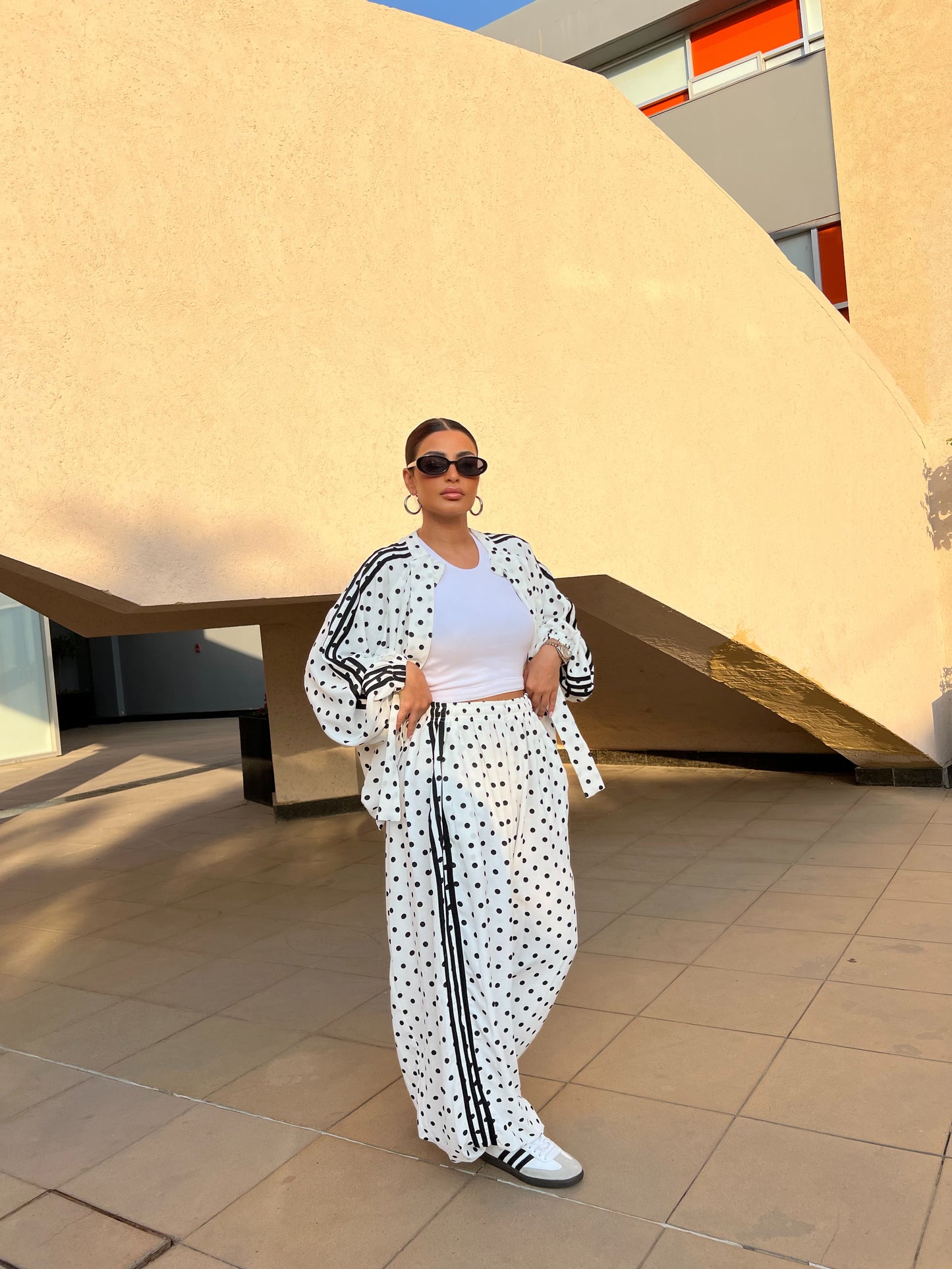 Sporty Chic Polka Dot Set white