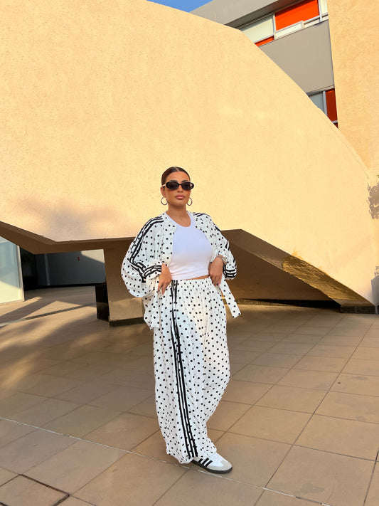 Sporty Chic Polka Dot Set white