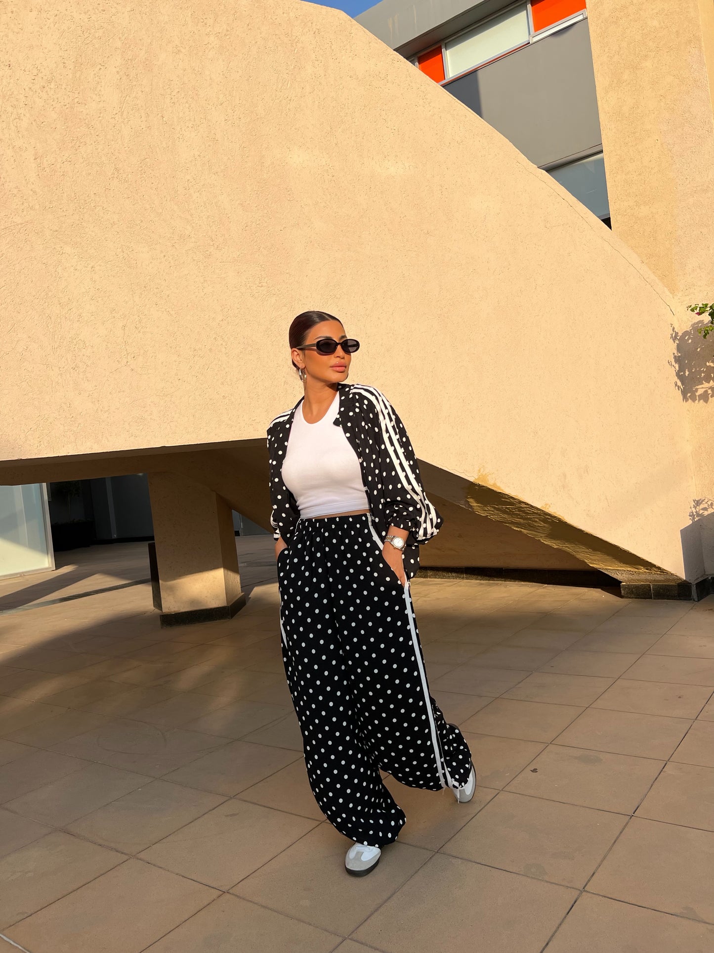 Sporty Chic Polka Dot Set Black